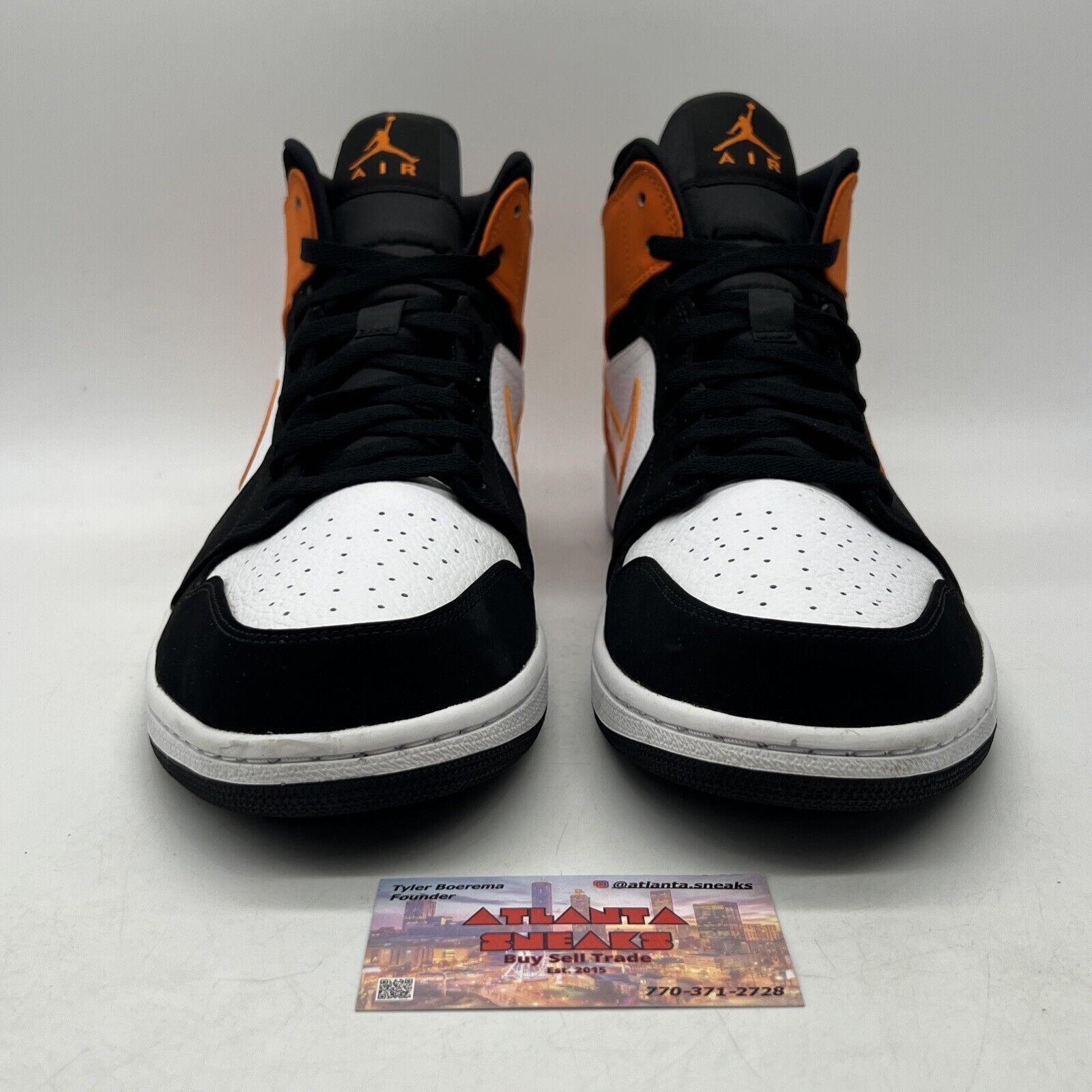 Size 14 - Air Jordan 1 Mid Shattered Backboard Black White Orange (554724-058)