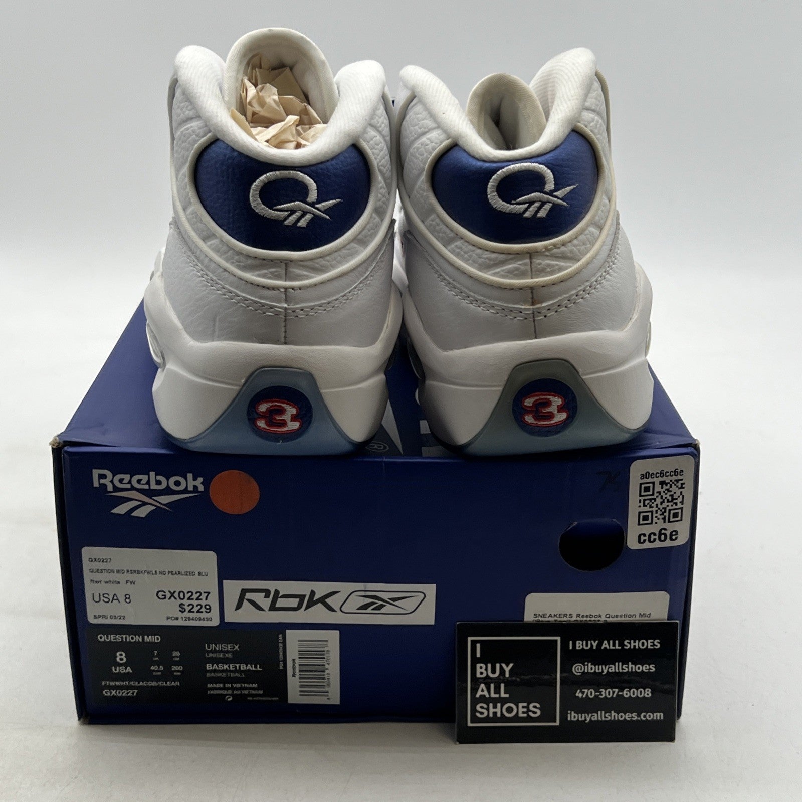 Size 8 - Reebok Question 2022 Mid Blue Toe (GX0227)