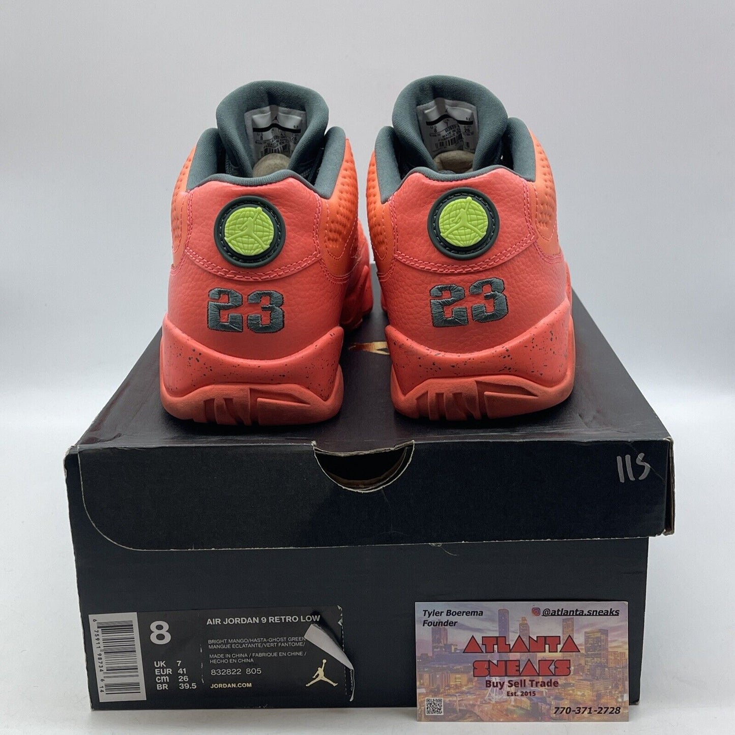 Size 8 - Air Jordan 9 Low Bright Mango Gray Leather (832822-805)