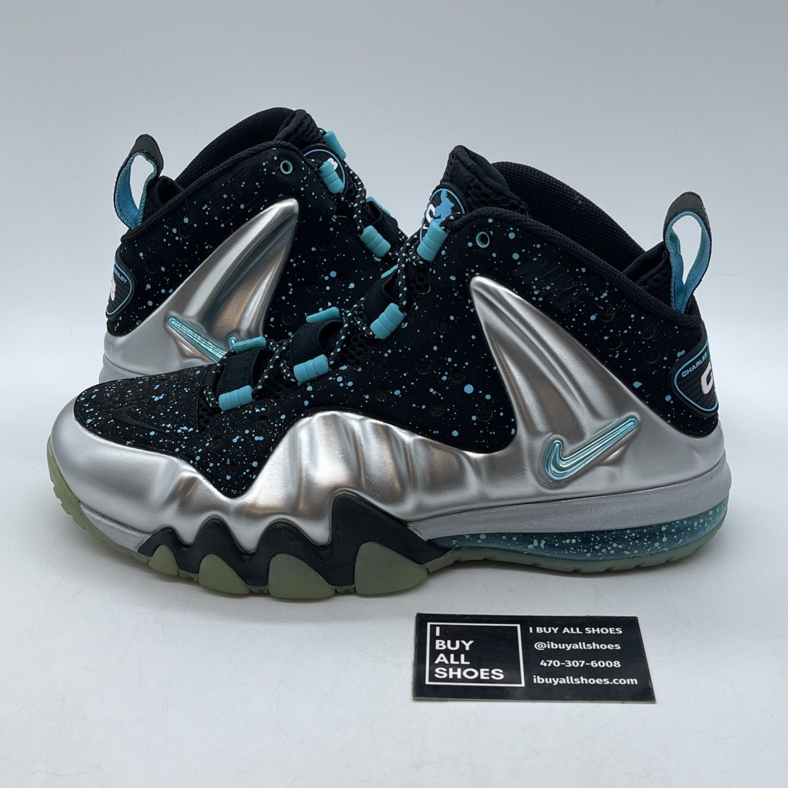 Size 9 - Nike Barkley Posite Max Splatter Black Grey Suede (555097-040)