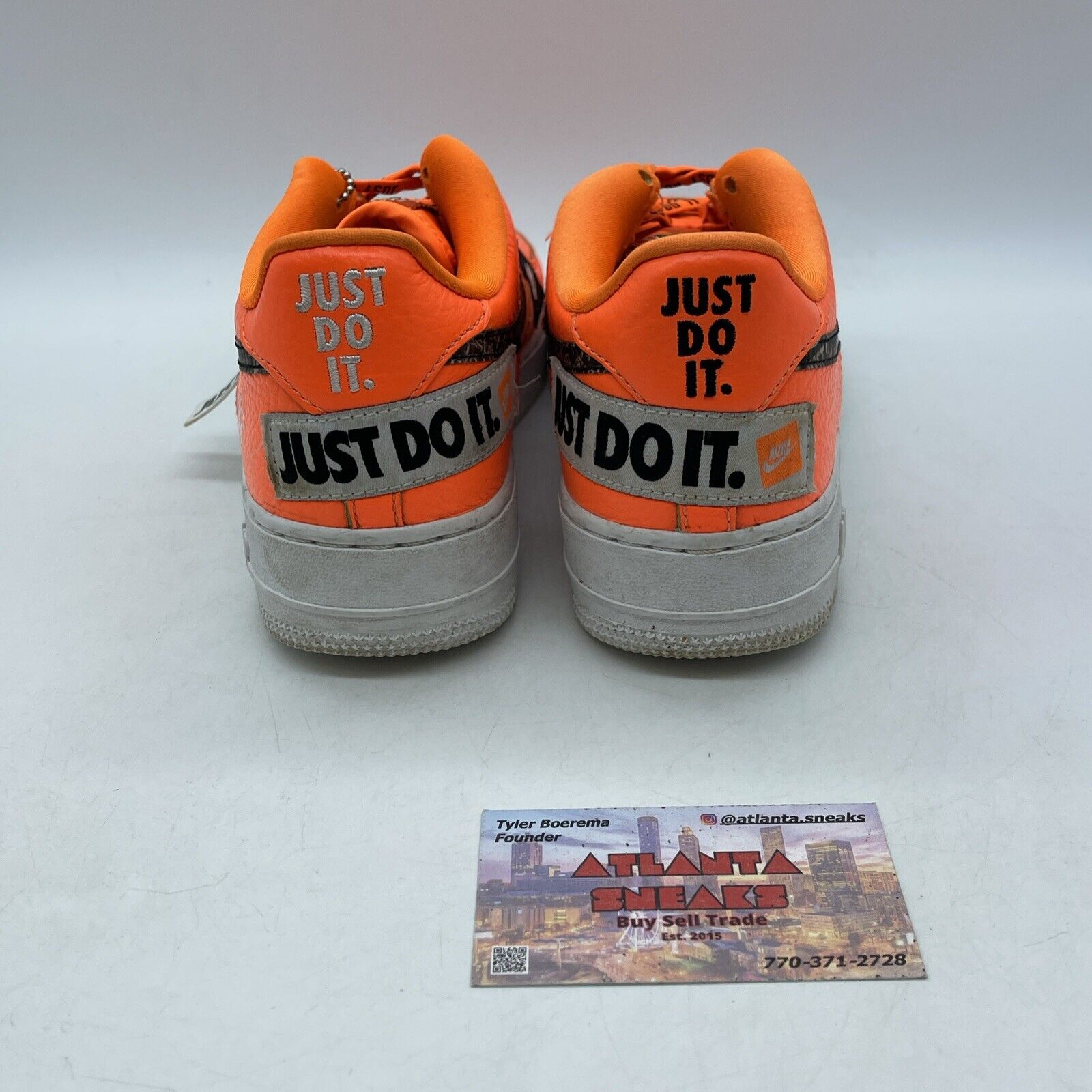 Size 6.5Y -  Air Force One Low "Just Do It’ Orange White Leather (AO3977-800)