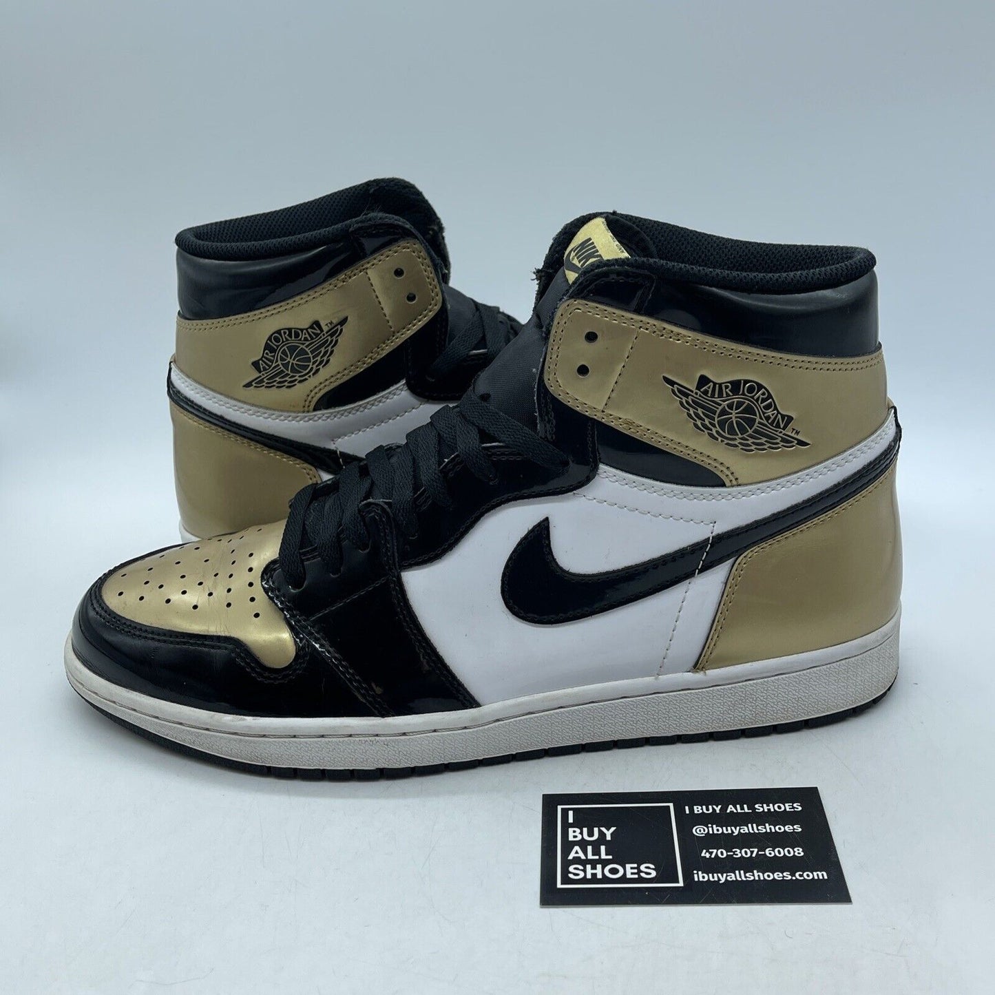 Size 12 - Air Jordan 1 Retro OG NRG High Gold Toe Black N Leather (861428-007)