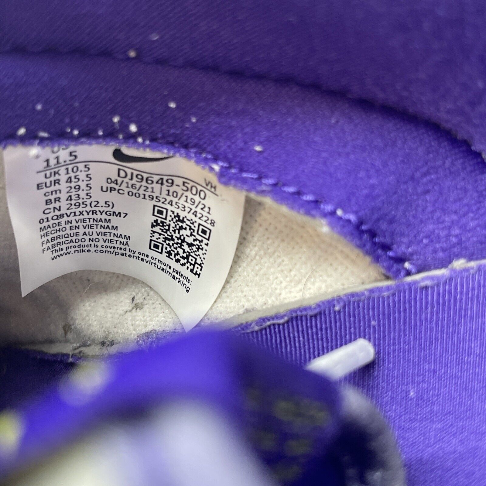 Size 11.5 - Nike Union LA x Dunk Low Passport Pack - Court Purple (DJ9649-500)
