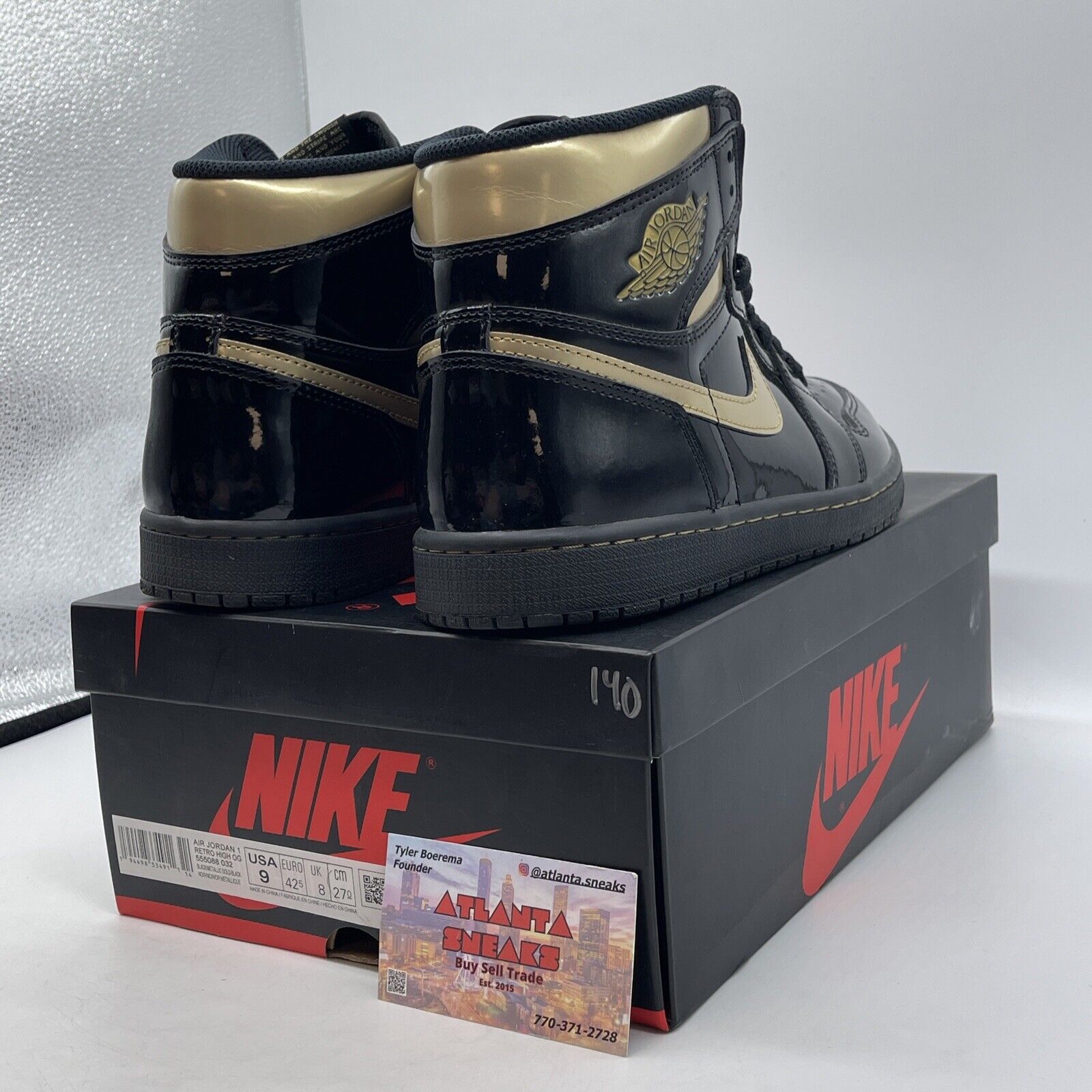 Size 9 - Jordan 1 Black 2020 Black Gold (555088-032)