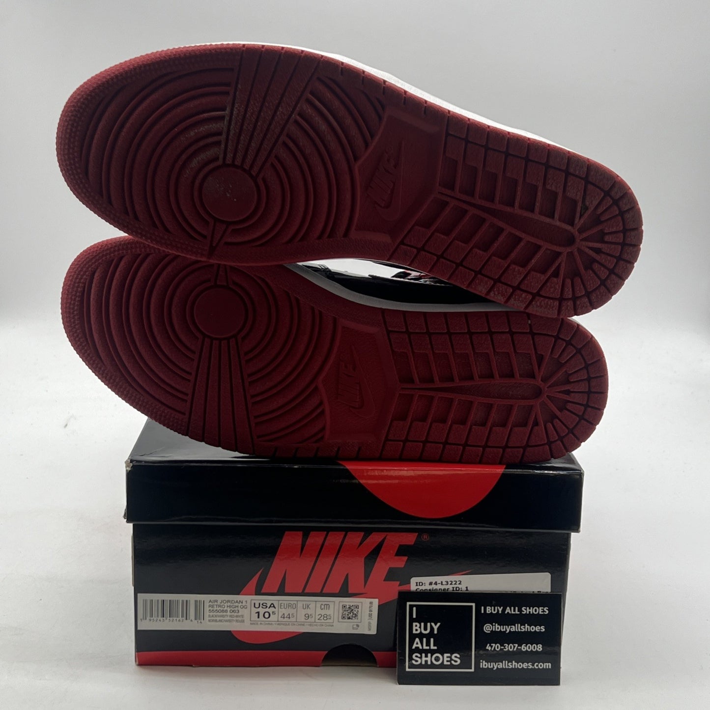 Size 10.5 - Air Jordan 1 Retro OG High Patent Bred (555088-063)