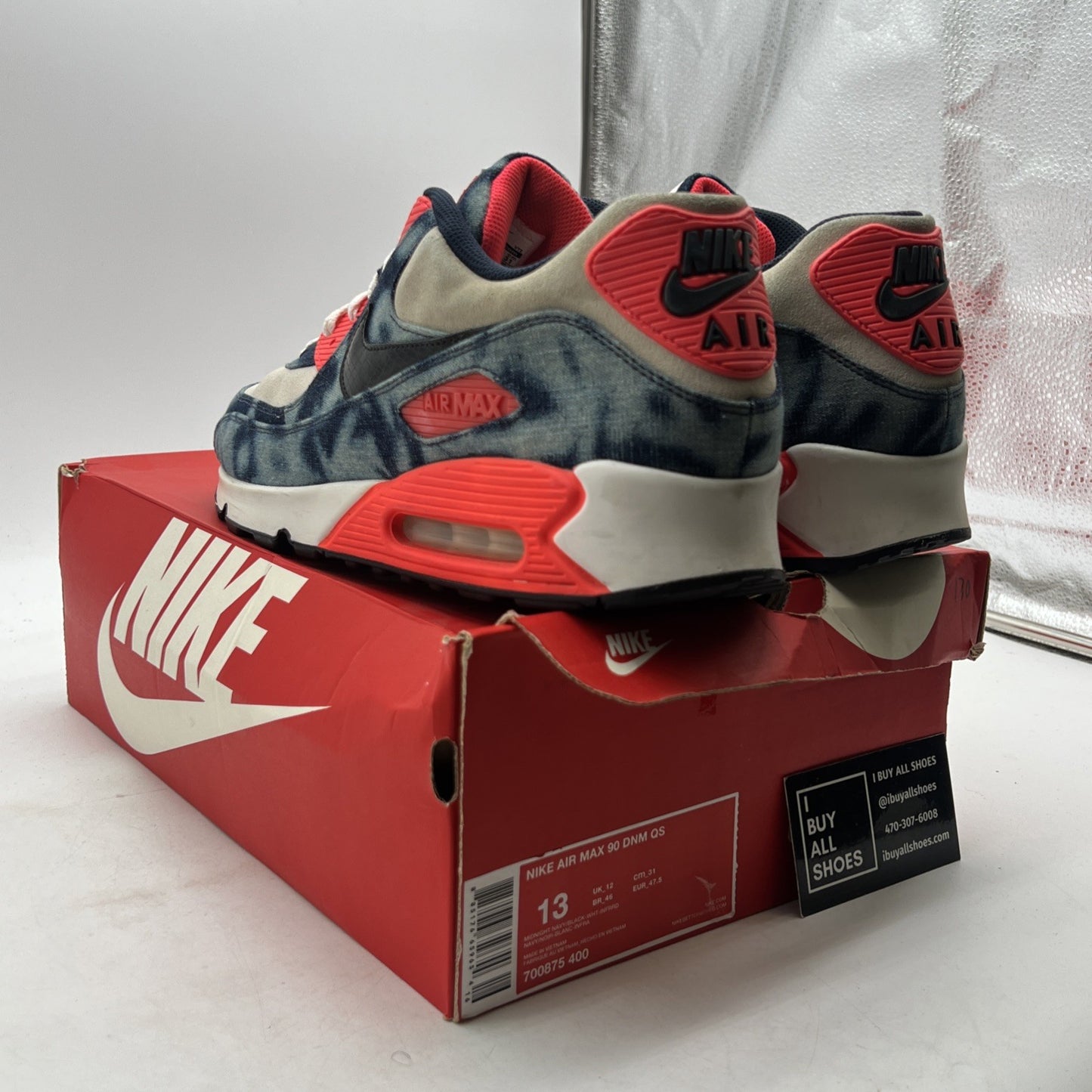 Size 13 - Nike Atmos x Air Max 90 QS Bleached Denim (700875-400)