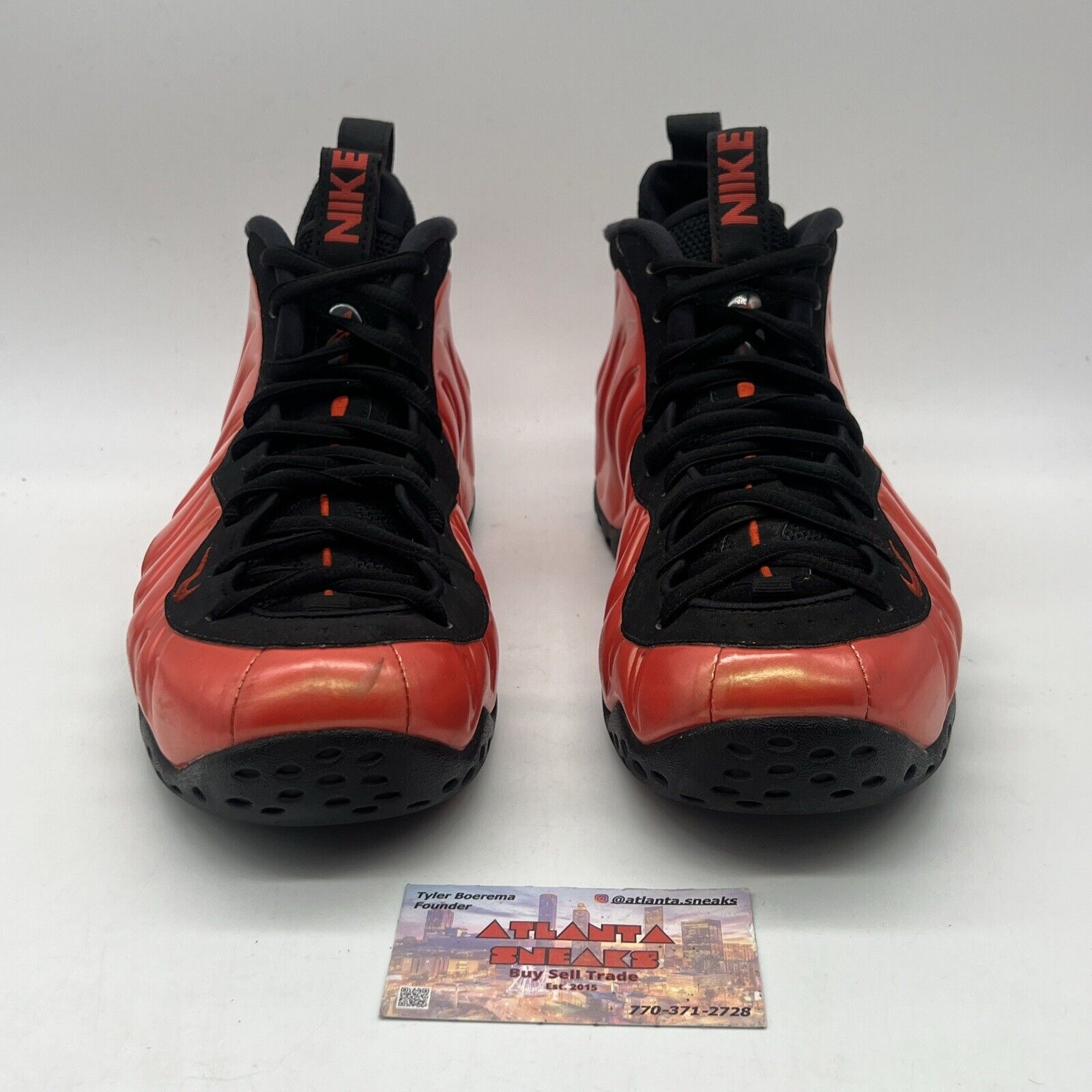Size 10 - Nike Air Foamposite One Habanero Red Black Suede (314996-603) Used