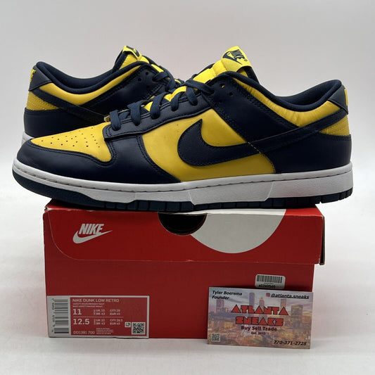 Size 11 - Nike Dunk Low Michigan 2021 Navy Yellow White Leather (DD1391-700)