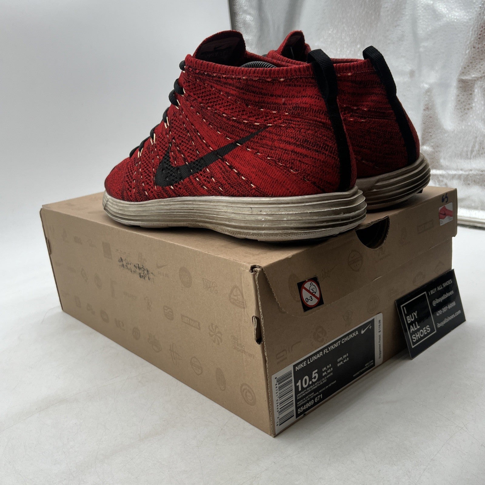 Size 10.5 - Nike Lunar Flyknit Chukka University Red (554969-671)