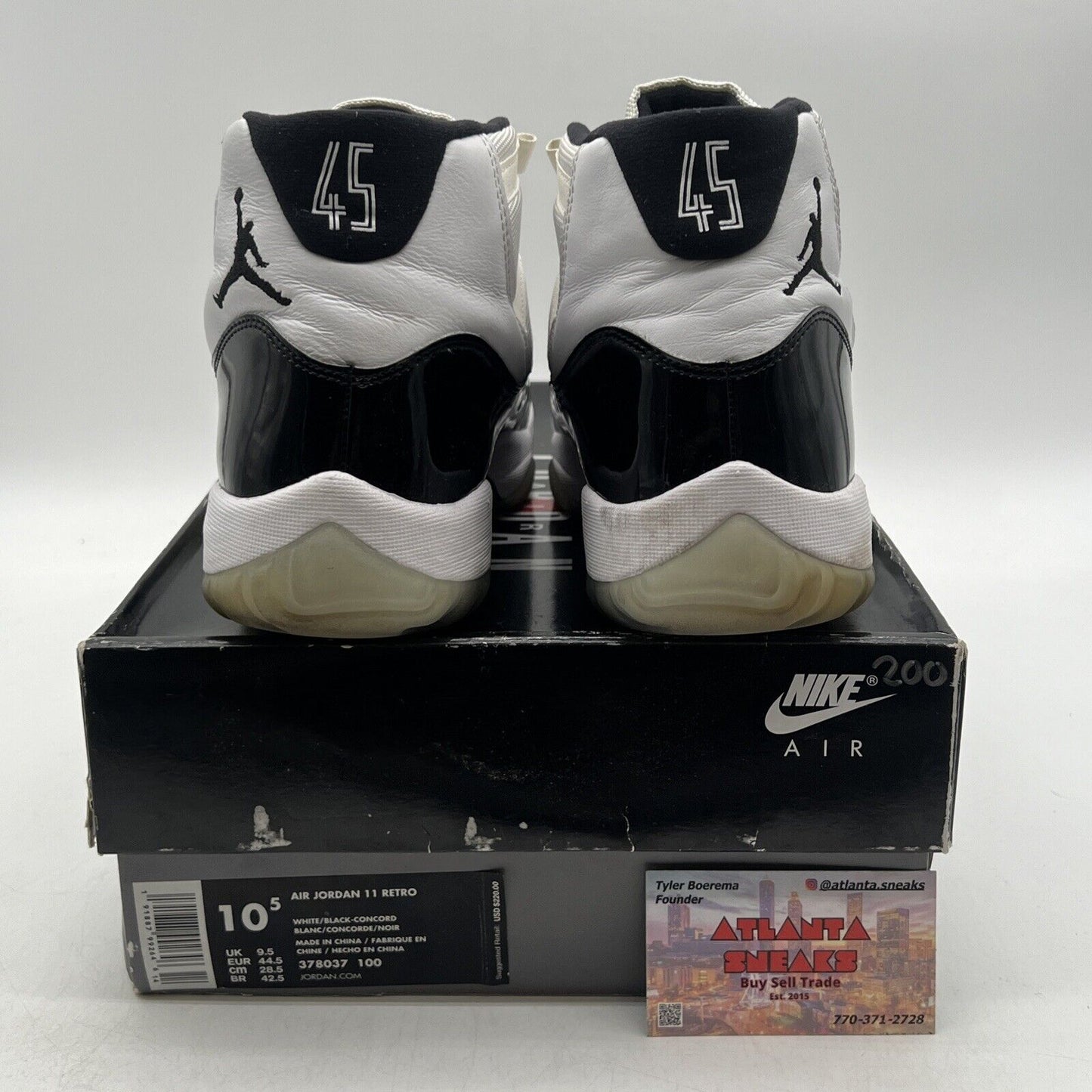Size 10.5 - Jordan 11 Retro High Concord Black White Leather (378037-100)