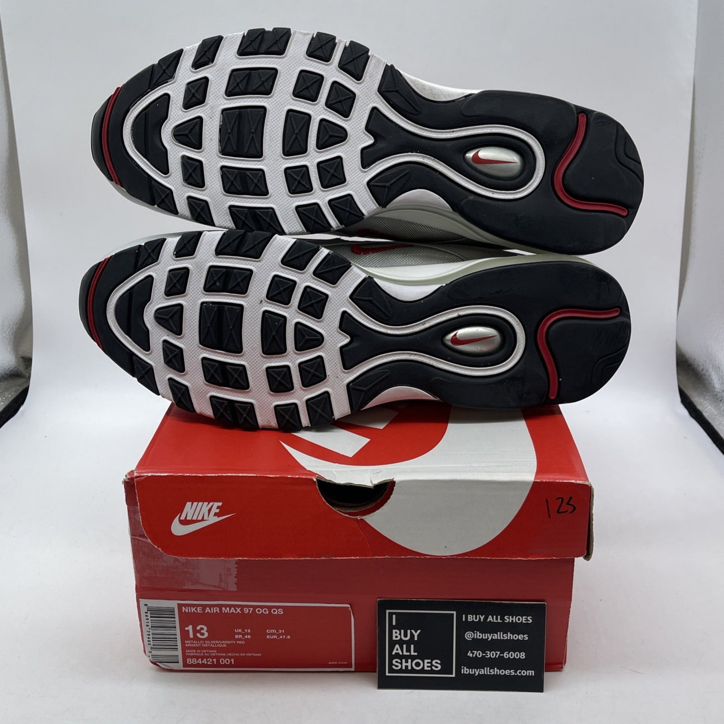 Size 13 - Nike Air Max 97 OG QS 2017 Silver Bullet White Leather (884421-001)
