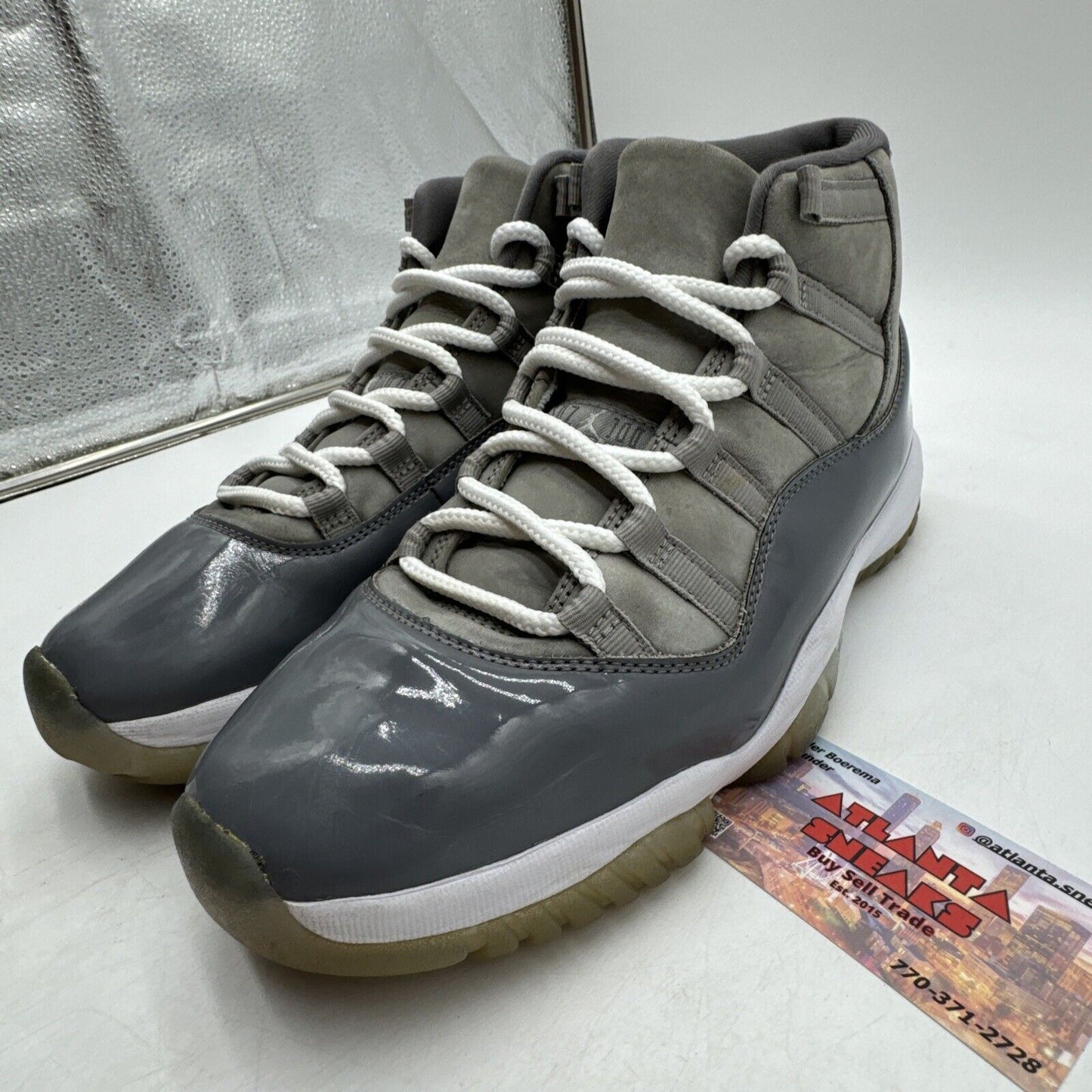 Size 10.5 - Jordan 11 Retro High Cool Grey Patent Smooth Suede Ice Sole