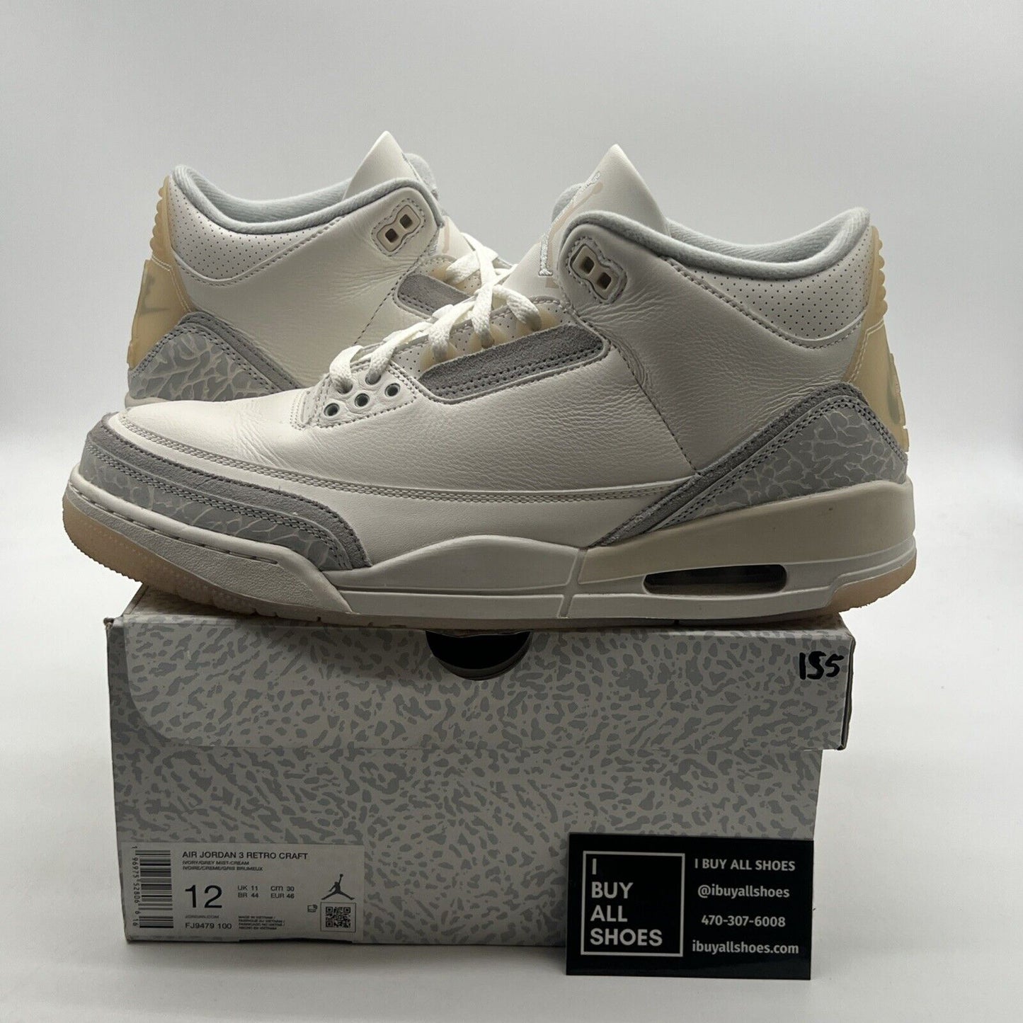 Size 12 - Air Jordan 3 Retro Craft Ivory/Grey White Leather (FJ9579-100)