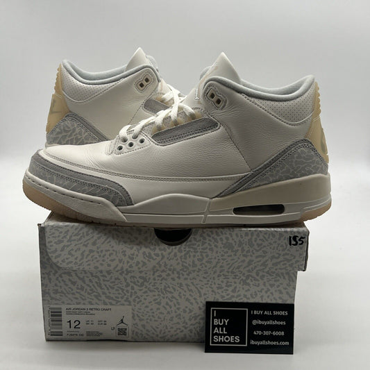 Size 12 - Air Jordan 3 Retro Craft Ivory/Grey White Leather (FJ9579-100)