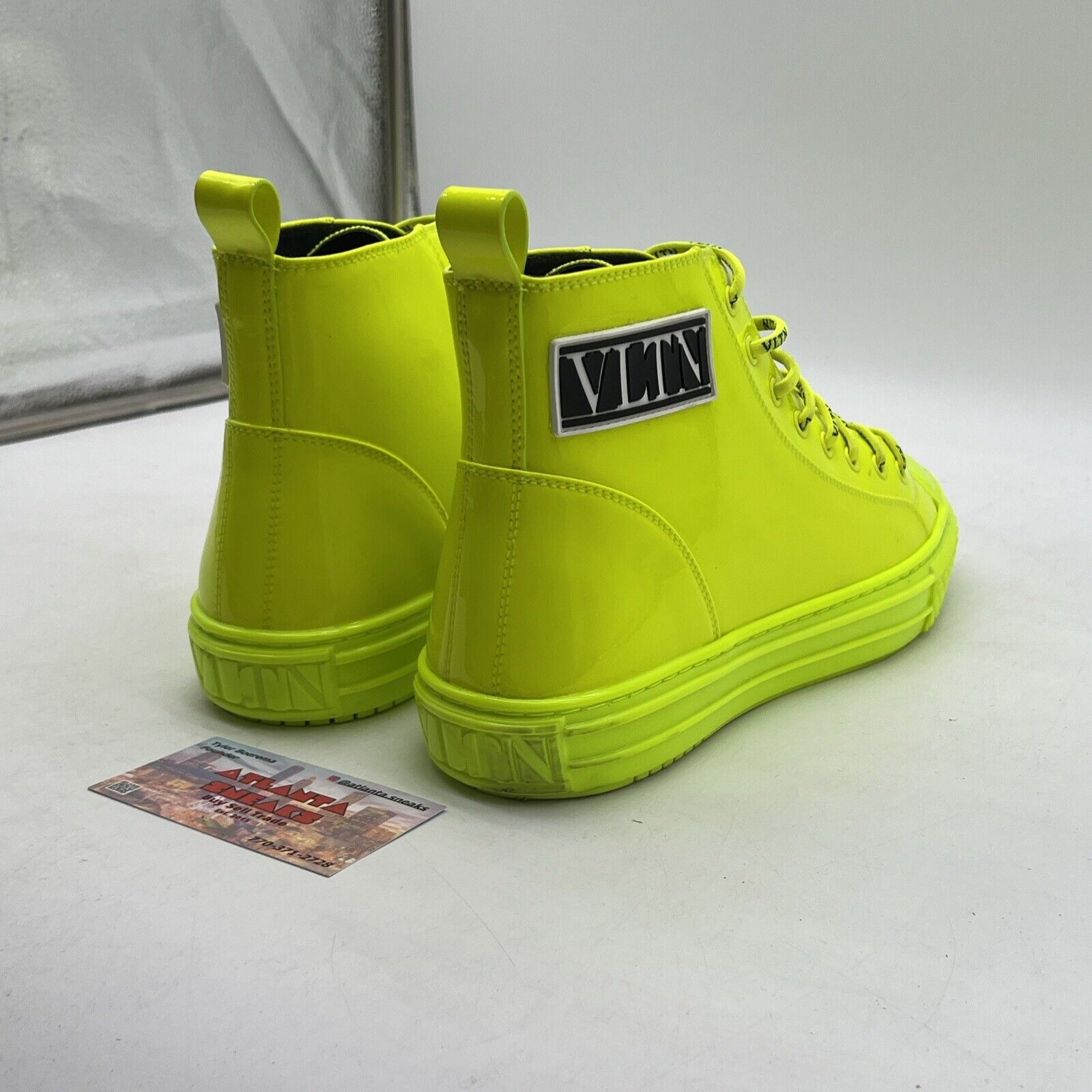 Size 9 - Valentino GaravaniMen's Wrist Length Leather Sneaker with Green Logo