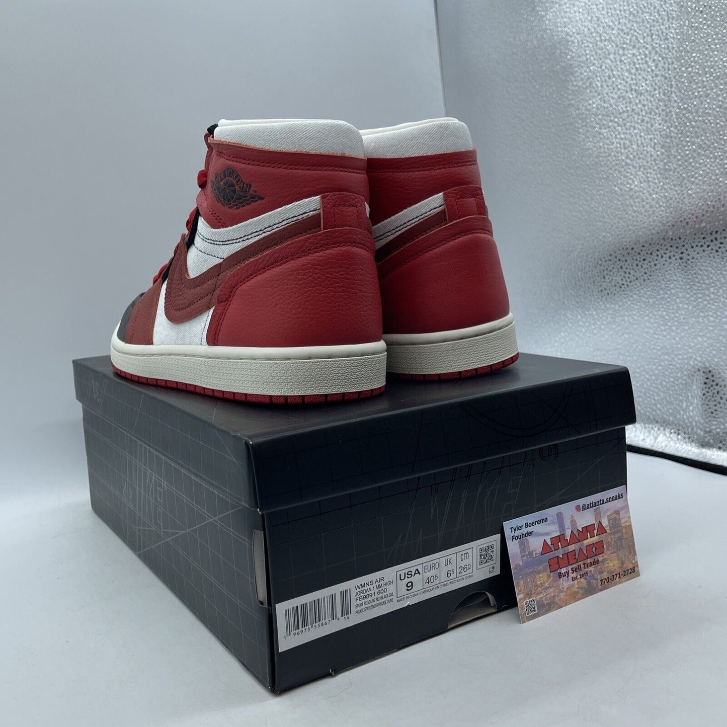 Size 9W - Air Jordan 1 Method of Make High Sport Red Black Leather (FB9891-600)