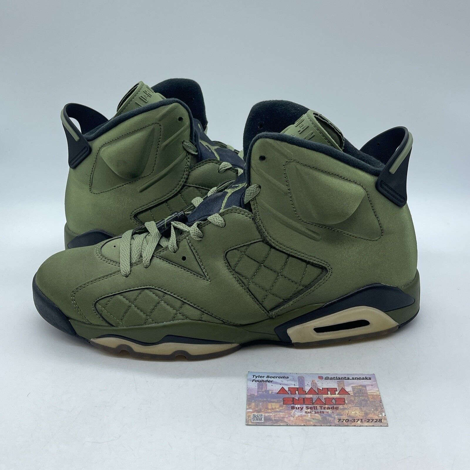 Size 11 - Air Jordan 6 Retro Pinnacle Flight Jacket Olive Green Suede AH4614-303