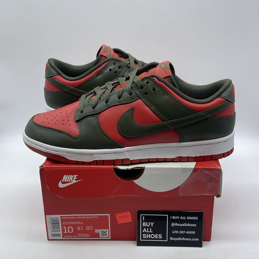Size 10 - Nike Dunk Low Cargo Khaki Mystic Red Green Leather (DV0833-600)