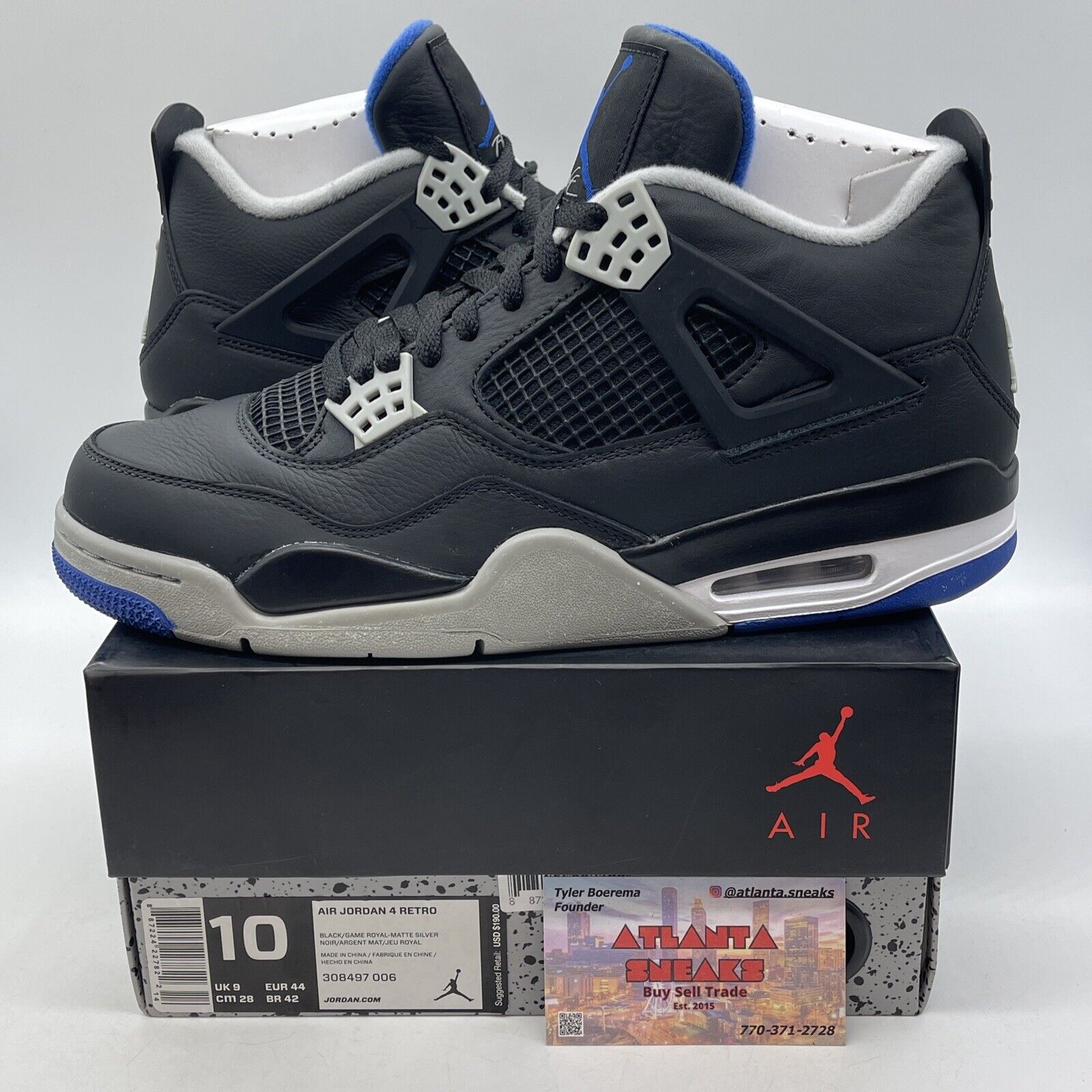 Size 10 - Jordan 4 Retro Motorsports Alternate 2017 Grey Black (308497-006)