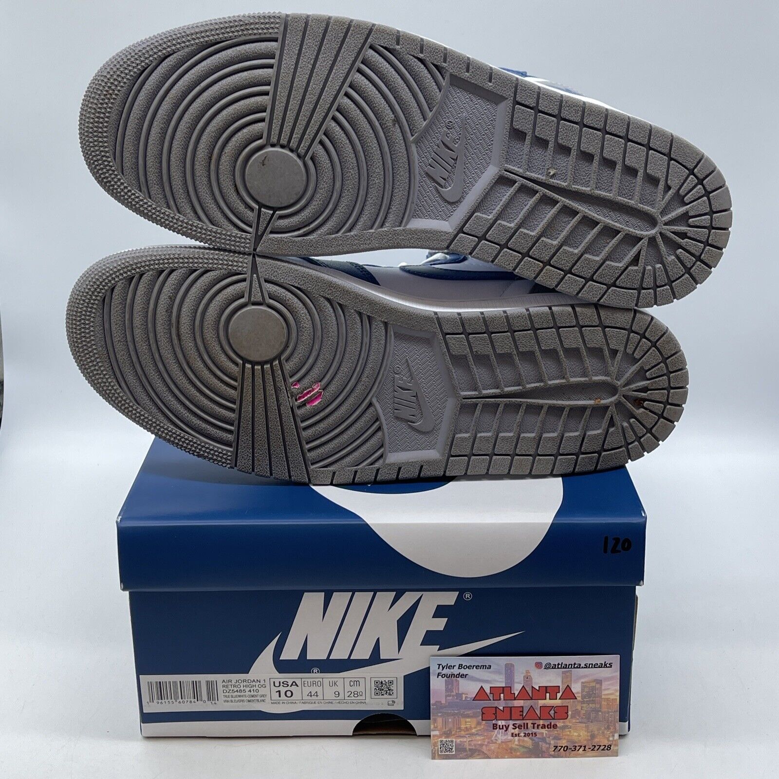 Size 10 - Jordan 1 Retro OG High True Blue White Leather (DZ5485-410)
