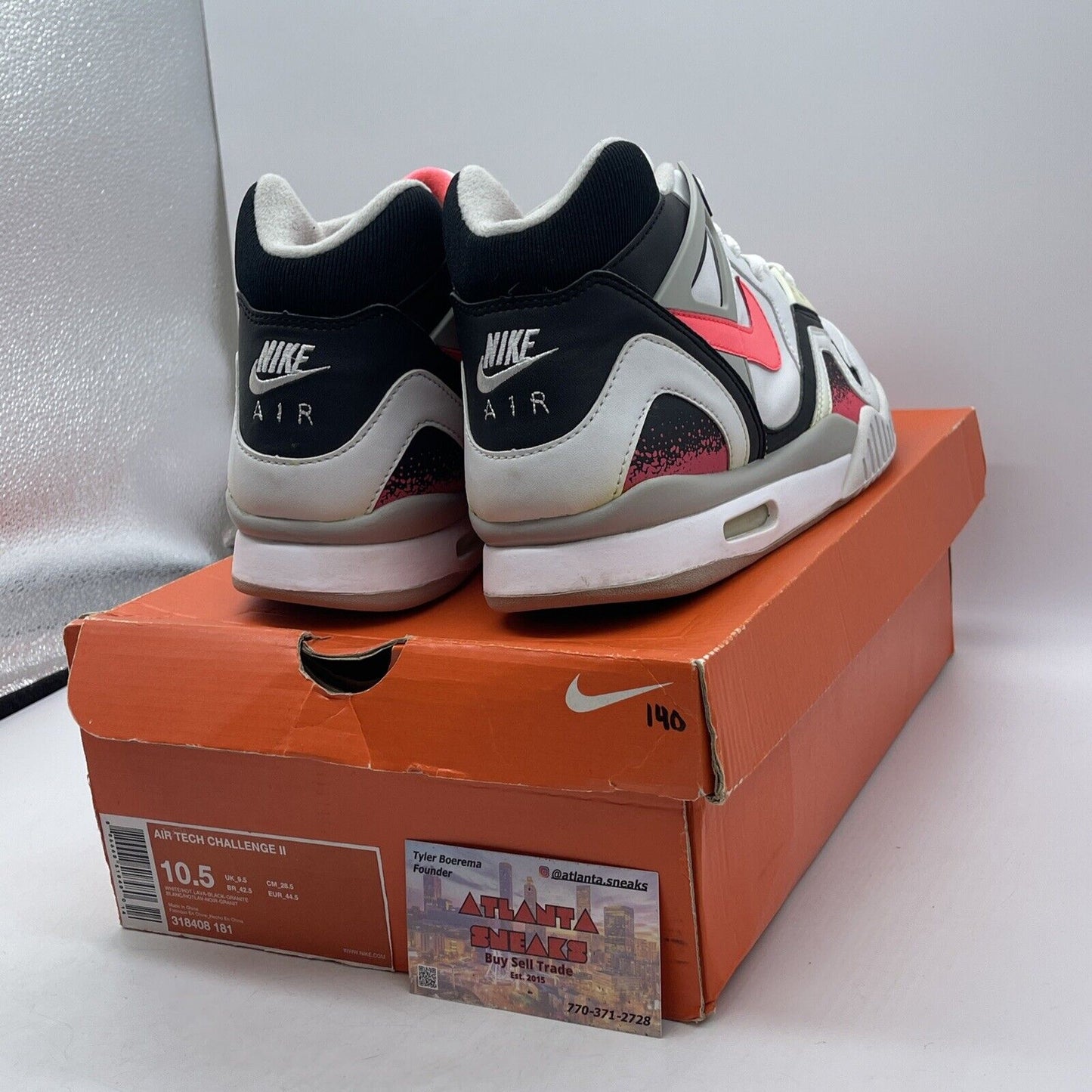 Size 10.5 - Nike Air Tech Challenge 2 2008 White Hot Lava White (318408-181)