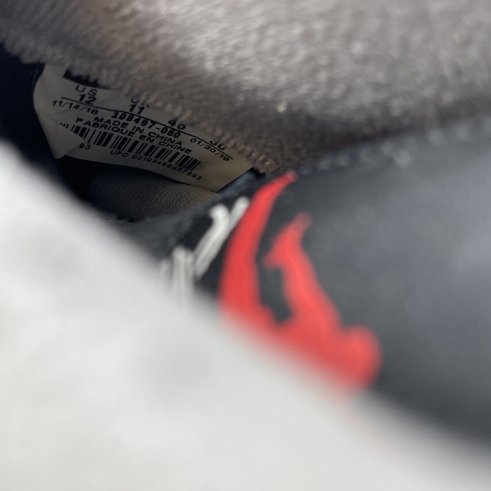 Size 12 - Jordan 4 Retro OG Mid Bred 2019 Black Grey Red Suede (308497-060)