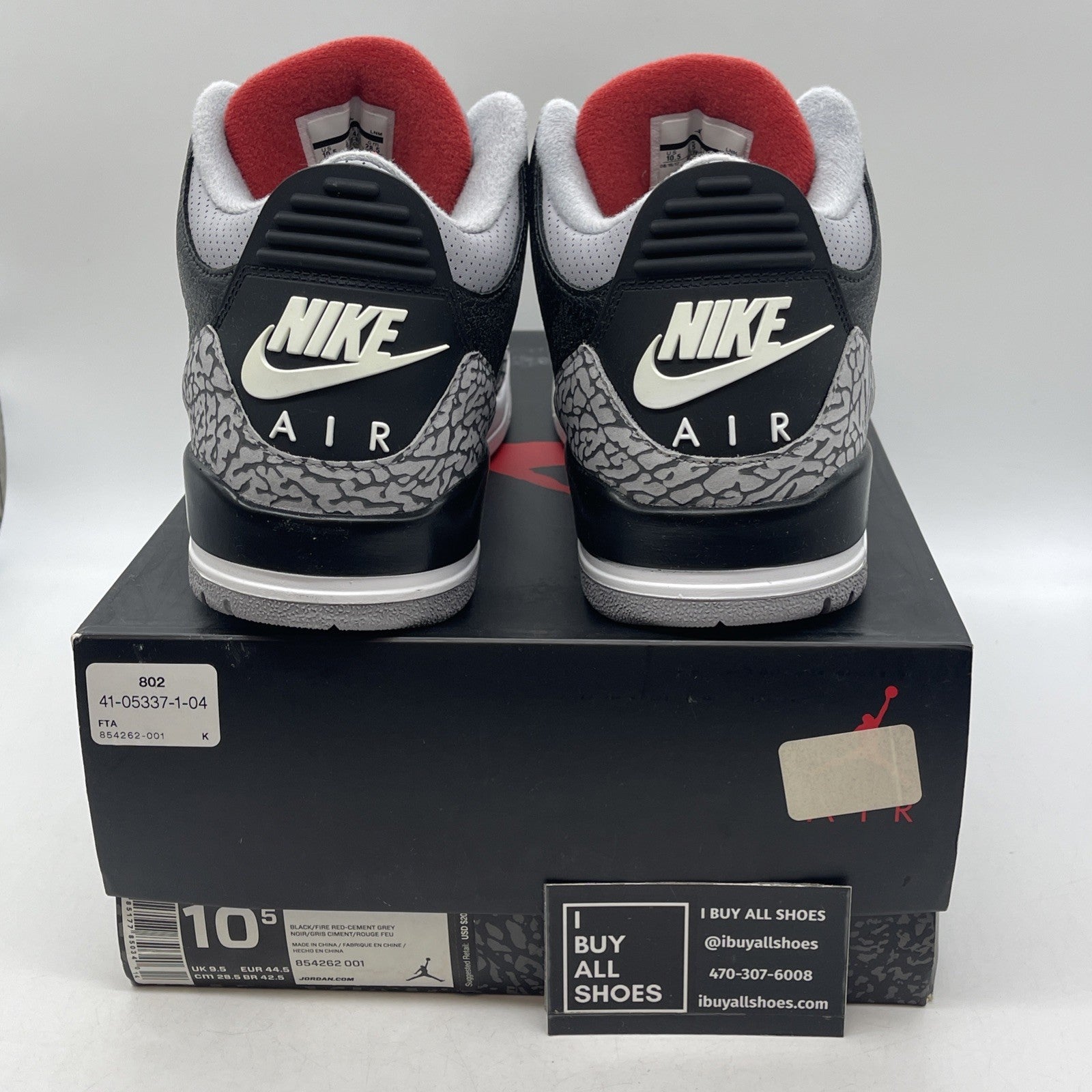 Size 10.5 - Air Jordan 3 Retro OG Mid Black Cement (854262-001)