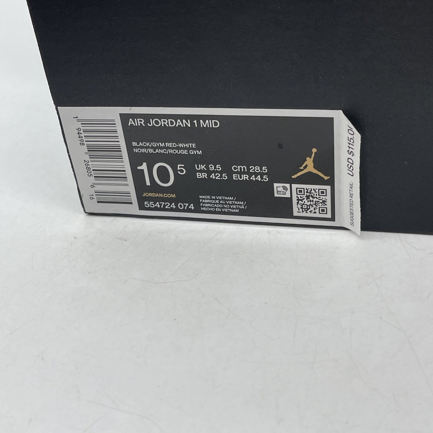 Size 10.5 - Air Jordan 1 Mid Banned 2020 (554724-074)