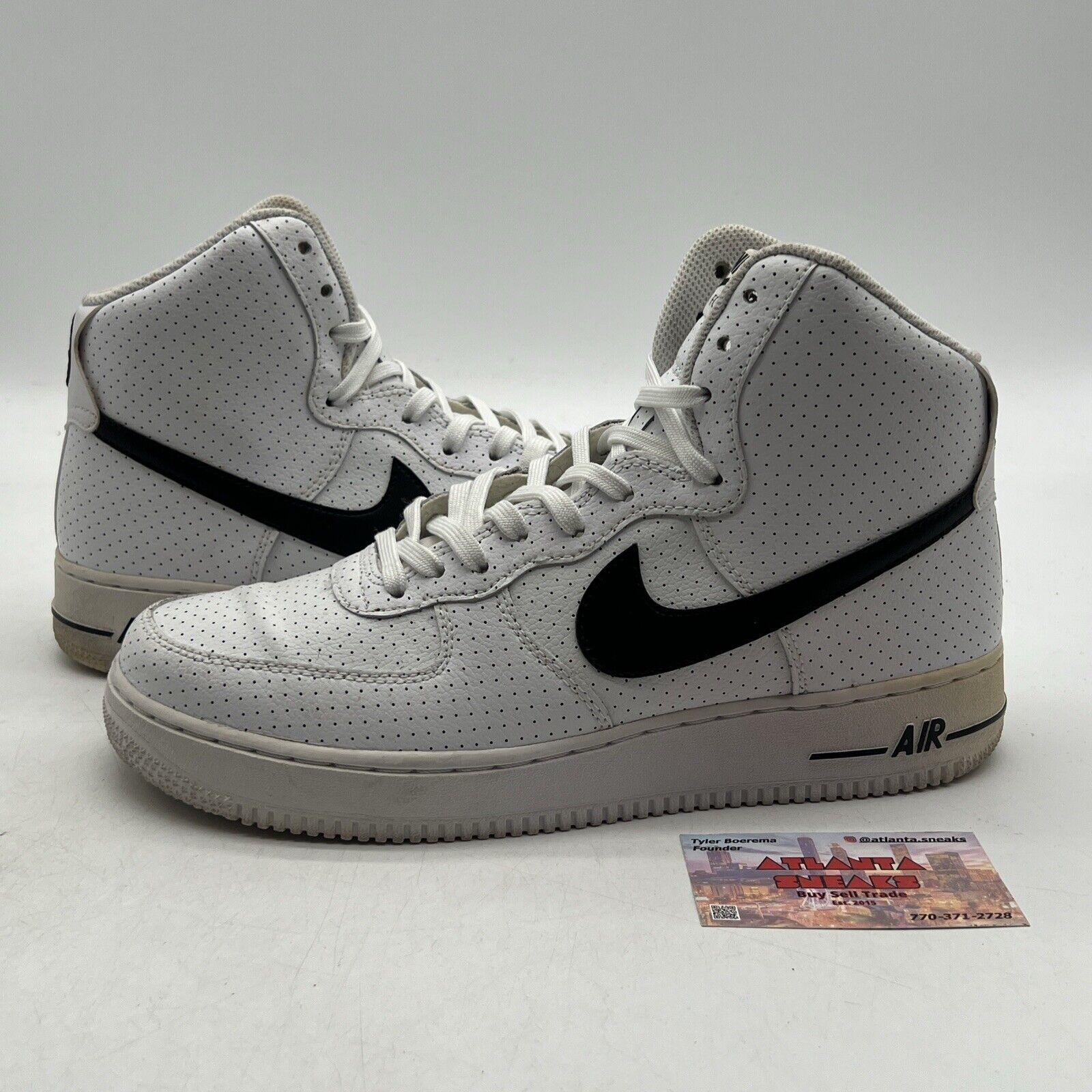 Size 9.5 - Nike Air Force 1 ´07 Perforated High White Black Leather (315121-120)