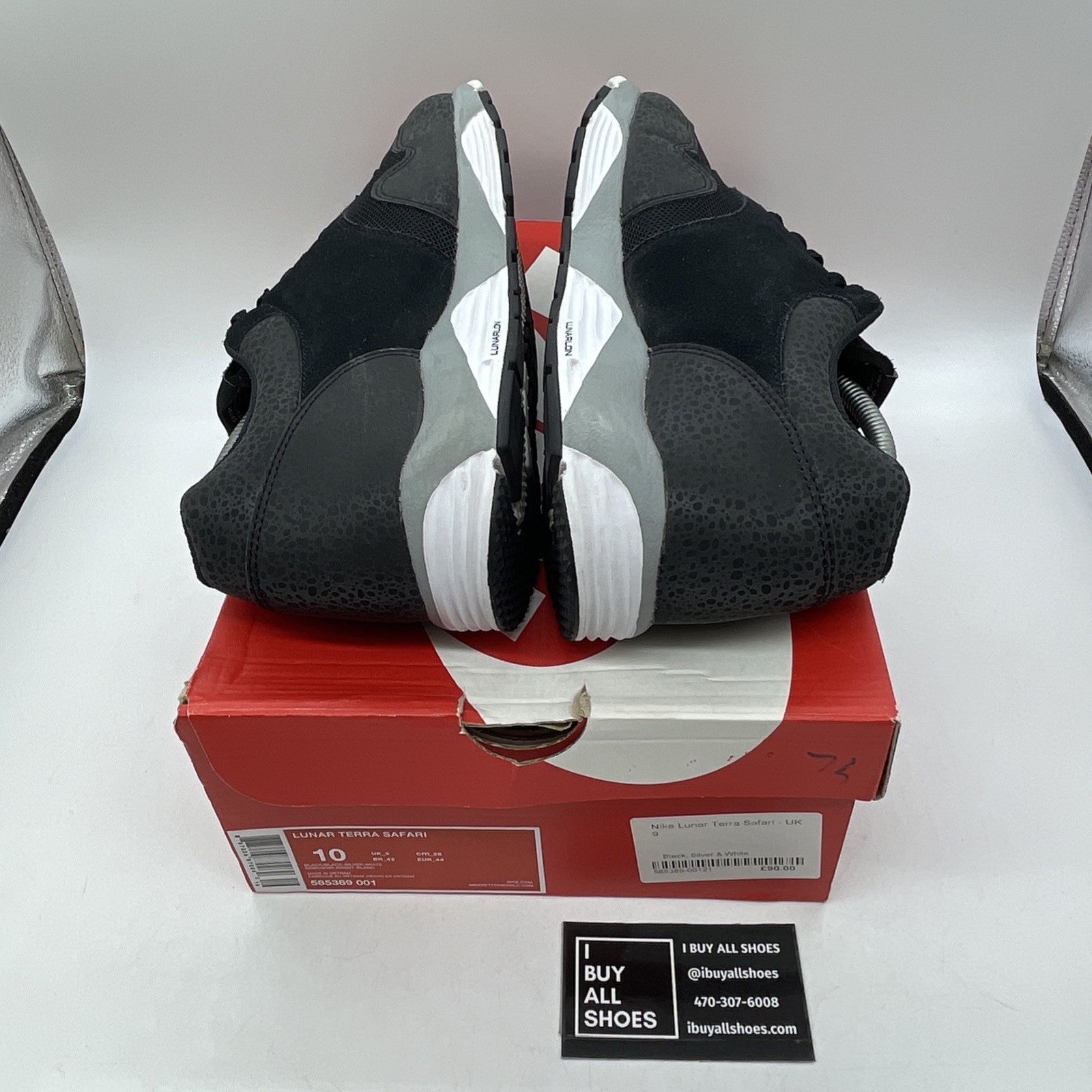 Size 10 - Nike Lunar Terra Safari Black Grey Suede (585389-001)