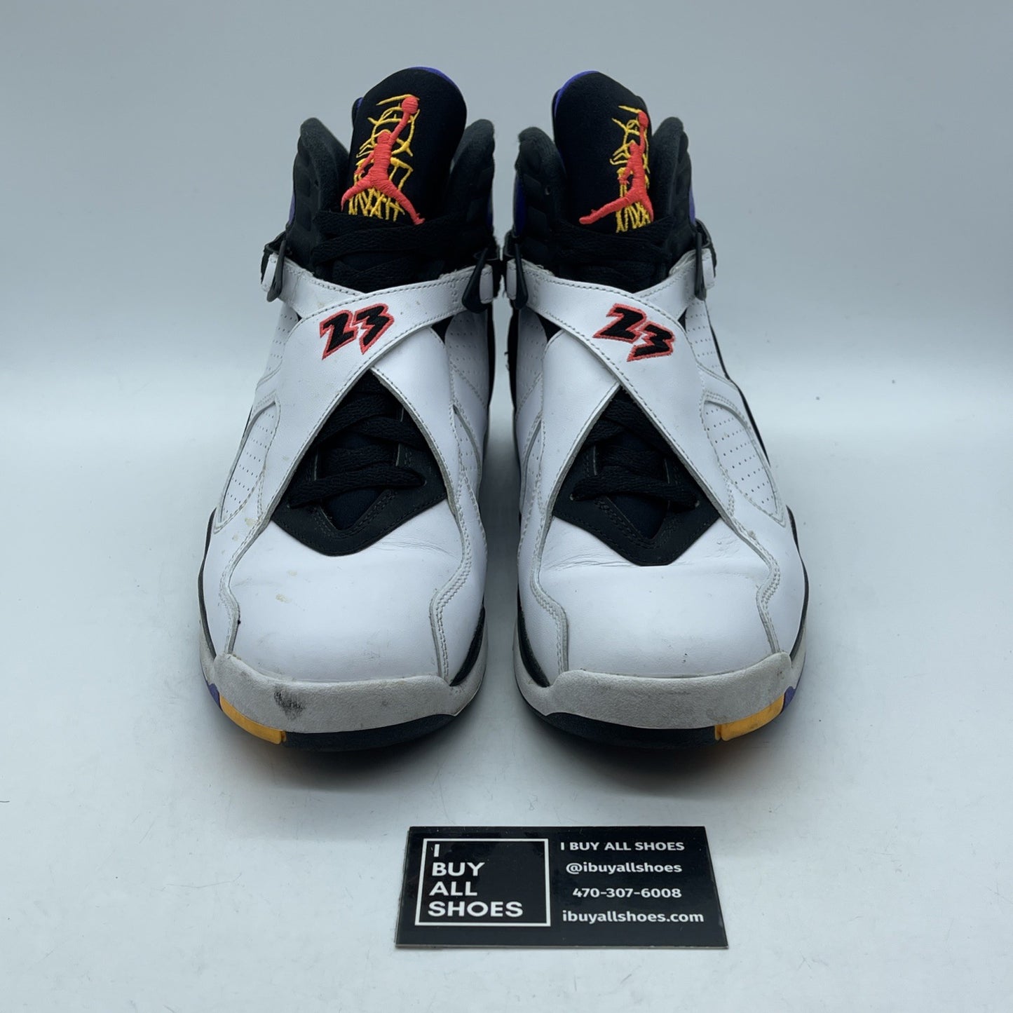 Size 9 - Air Jordan 8 Three-Peat White Black Purple Suede Leather (305381-142)