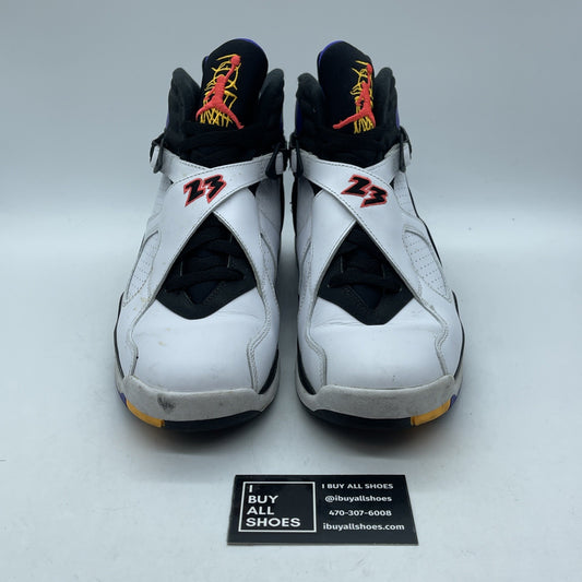 Size 9 - Air Jordan 8 Three-Peat White Black Purple Suede Leather (305381-142)