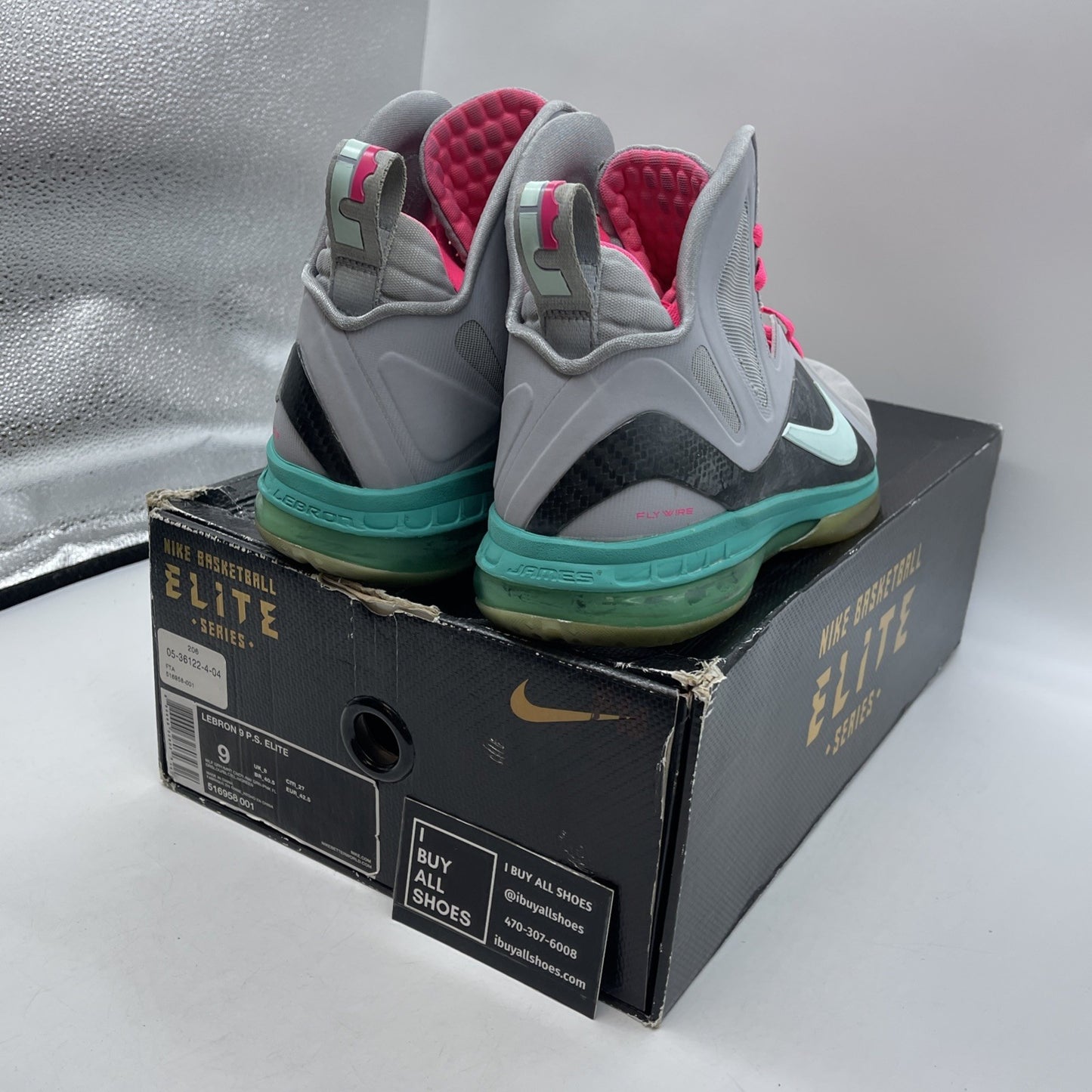 Size 9 - Nike LeBron 9 P.S. Elite South Beach (516958-001)