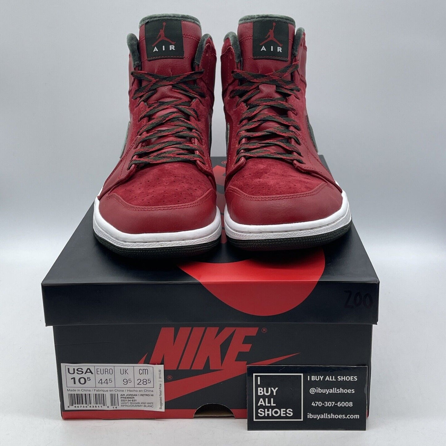 Size 10.5 - Air Jordan 1 Retro Premier 2013 High Gucci Red Green (332134-631)