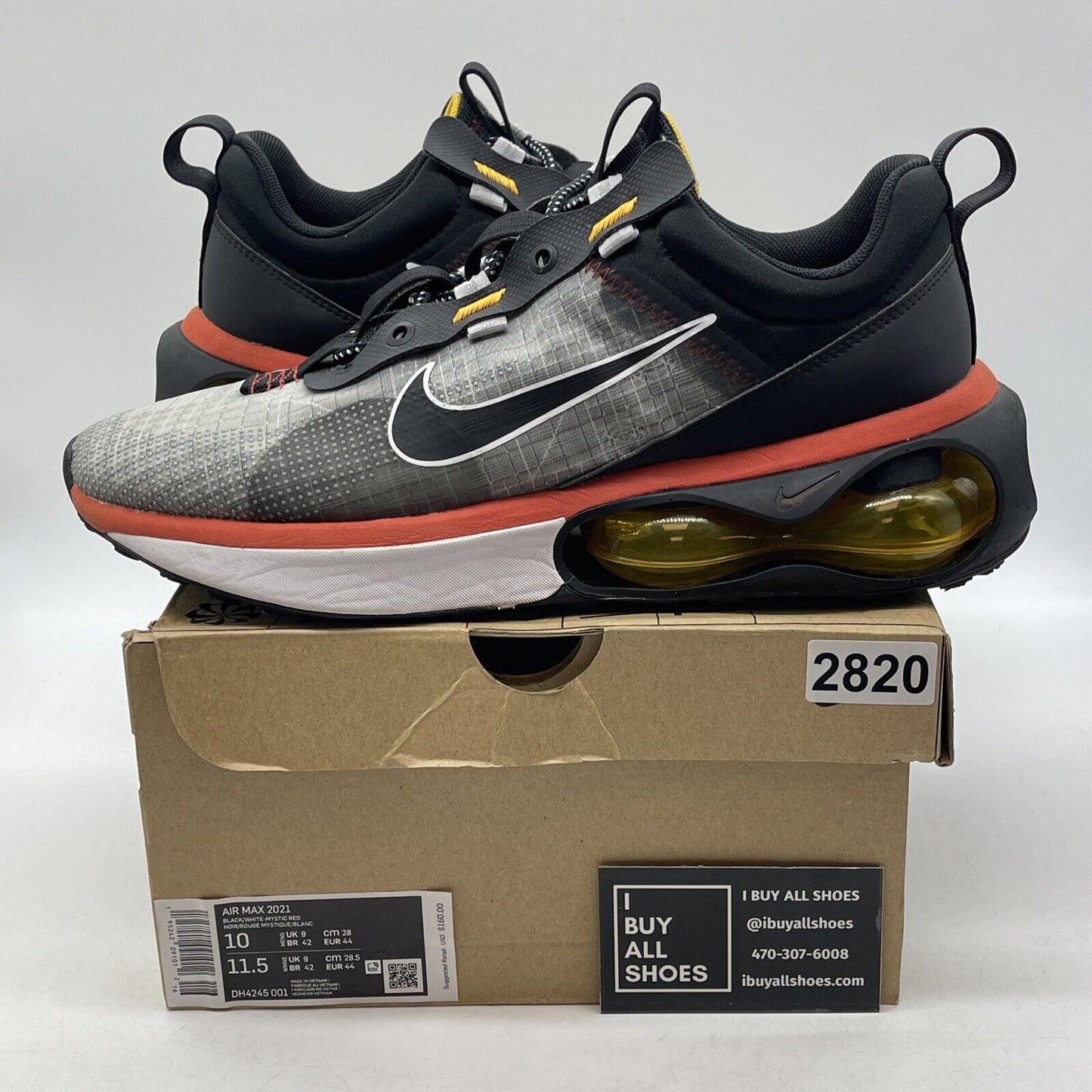 Size 10 - Nike Air Max 2021 Black Mystic Red Black Yellow Suede (DH4245-001)