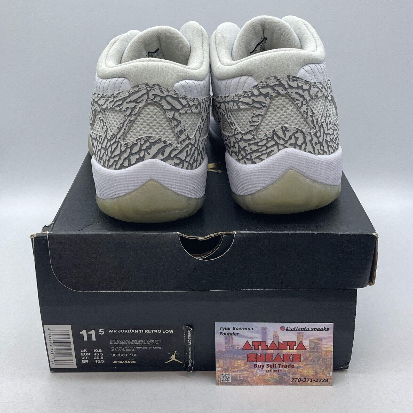 Size 11.5 - Air Jordan 11 Retro IE 2015 Low Cobalt White Suede (306008-102)