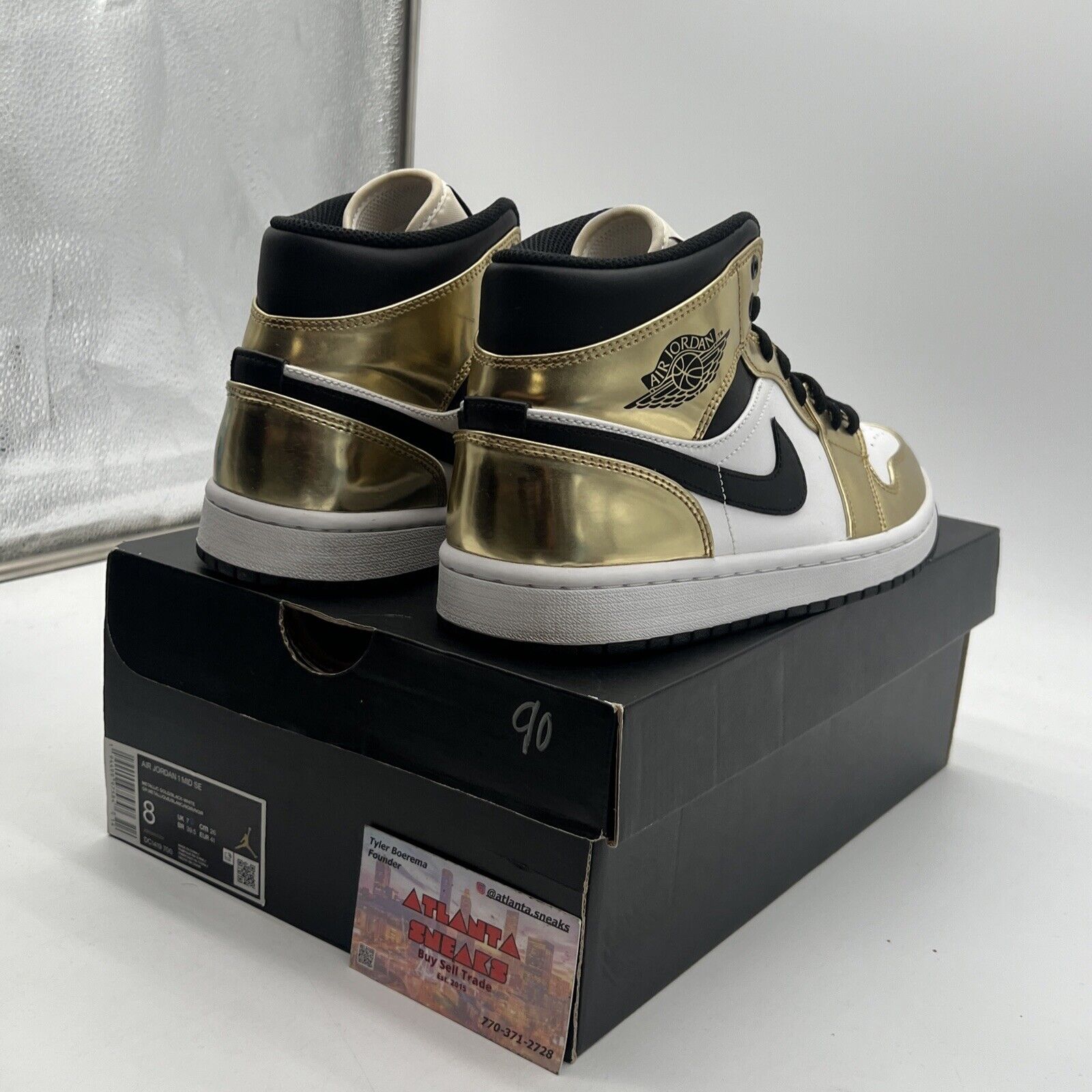 Size 8 - Jordan 1 Mid SE Metallic Gold 2020 Black White Leather (DC1419-700)