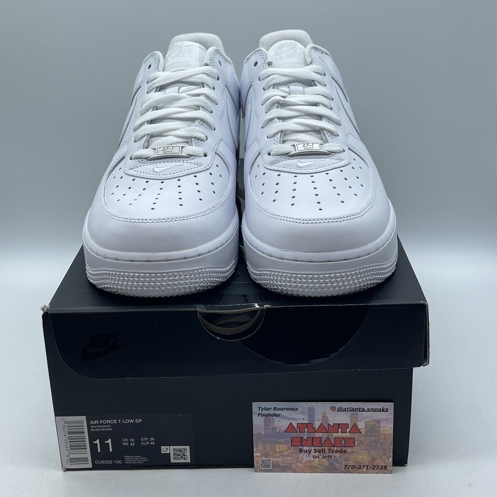 Size 11 - Nike Air Force 1 x Supreme Low Box Logo - White Red (CU9225-100)