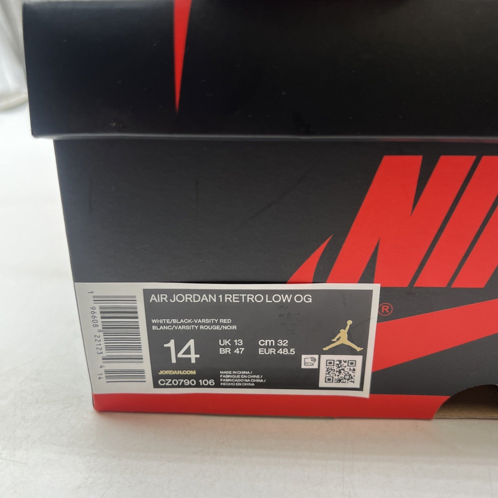 Size 14 - Air Jordan 1 Retro OG Low Black Toe (CZ0790-106)
