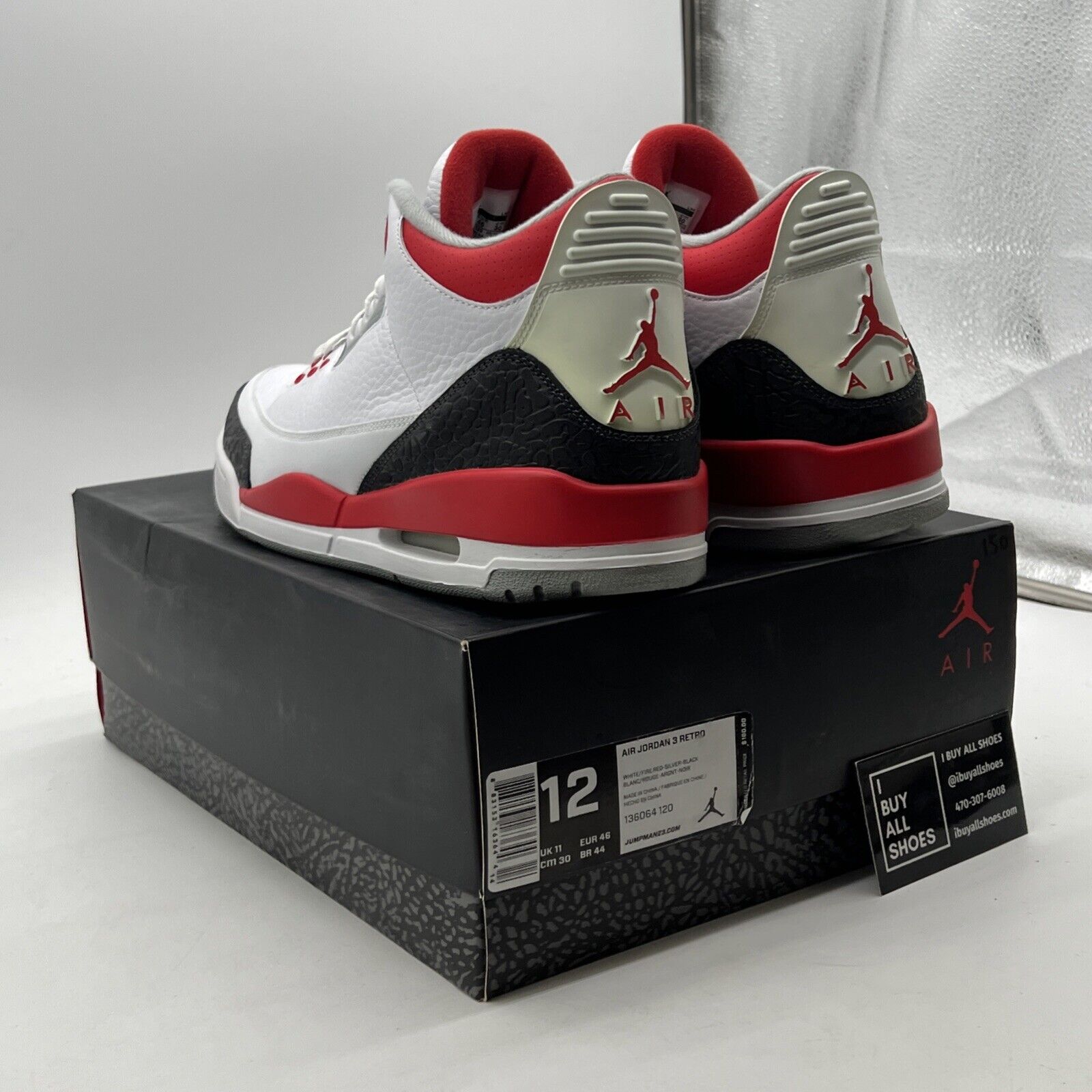 Size 12 - Air Jordan 3 Retro 2013 Fire Red (136064-120)