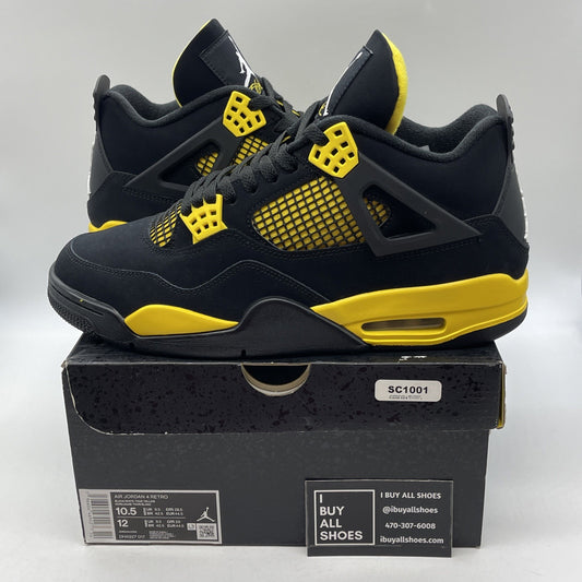 Size 10.5 - Jordan 4 Retro Mid Thunder Black Yellow White Suede (DH6927-017)