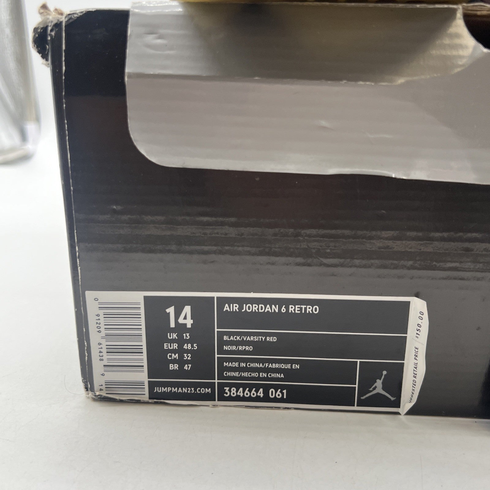 Size 14 - Air Jordan 6 Retro 2010 Varsity Red (384664-061)