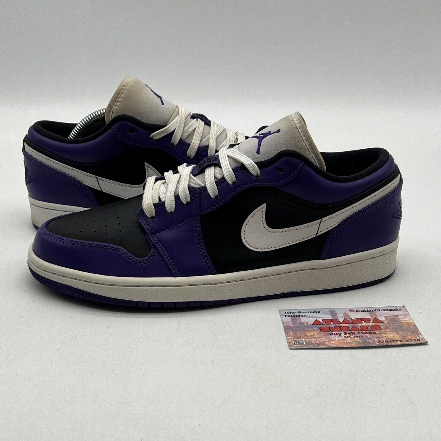 Size 8.5 - Air Jordan 1 Low Court Purple Black White Leather (553558-501)