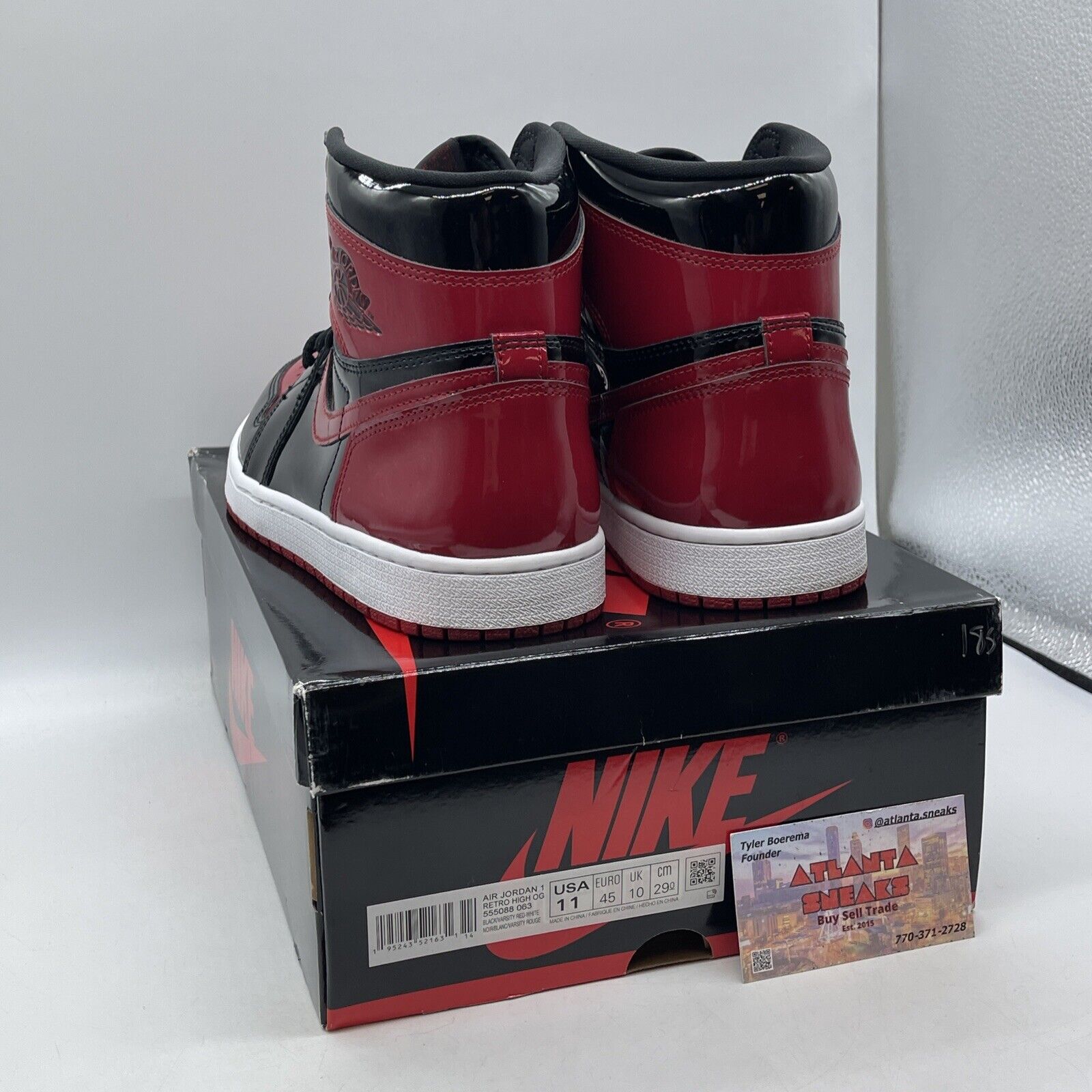 Size 11 - Jordan 1 Retro OG High Patent Bred Red Black Leather (555088-063)