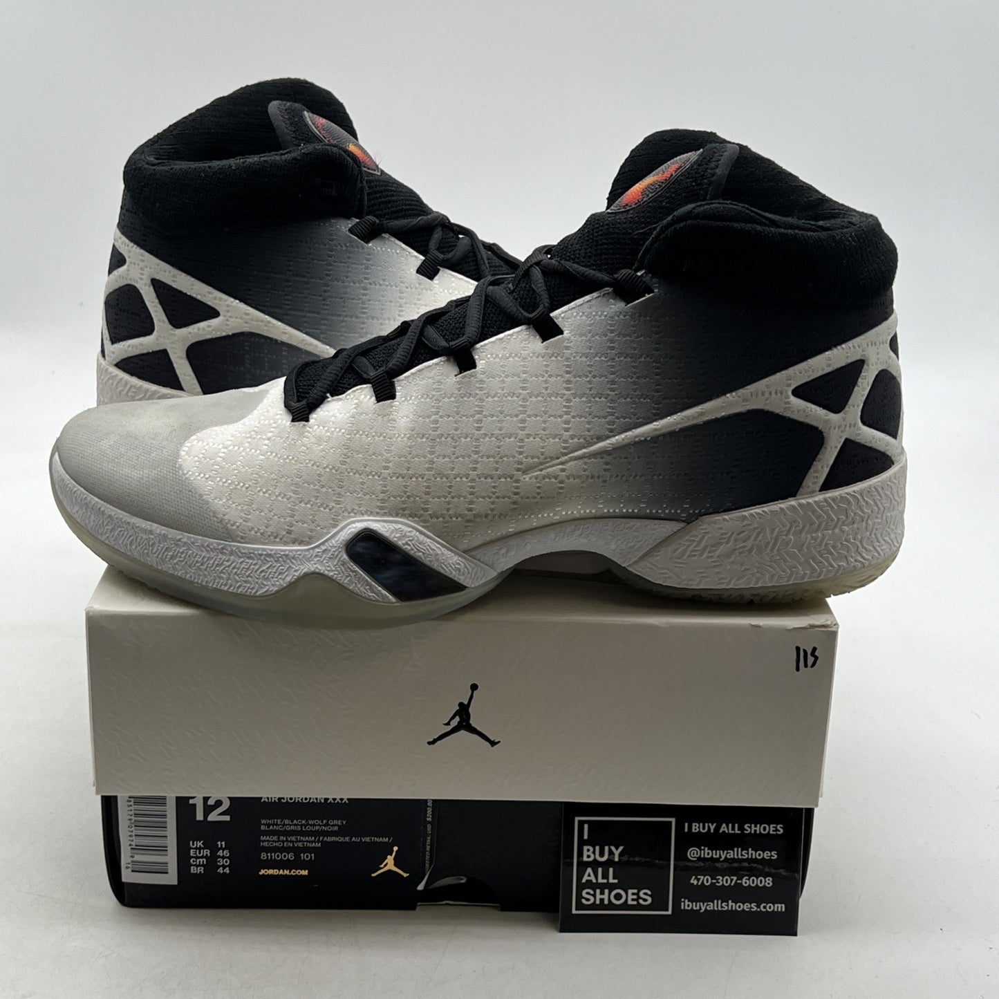 Size 12 - Air Jordan 30 White Wolf Grey (811006-101)
