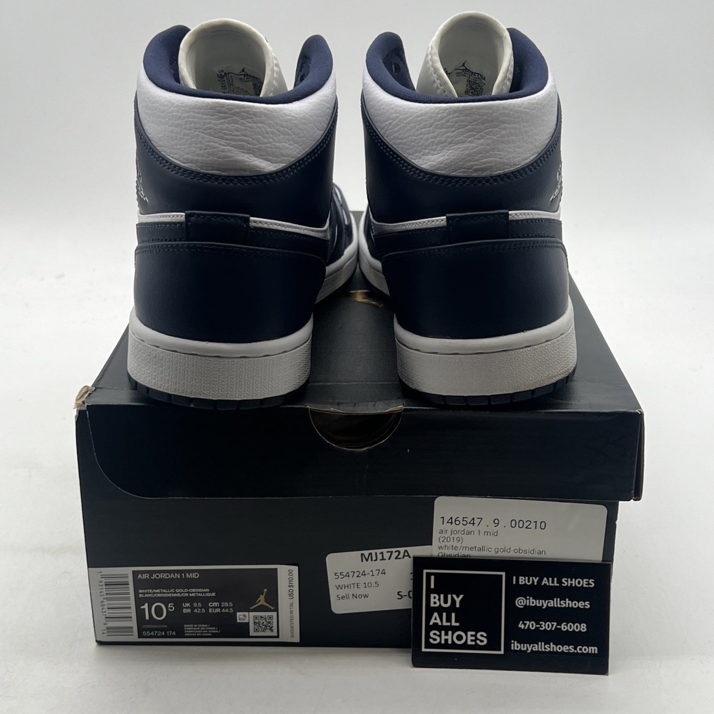 Size 10.5 - Air Jordan 1 Mid Obsidian (554724-174)