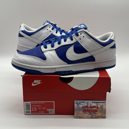 Size 13 - Nike Dunk Low Racer Blue 2022 Kentucky White OG Box Leather Blue Soles