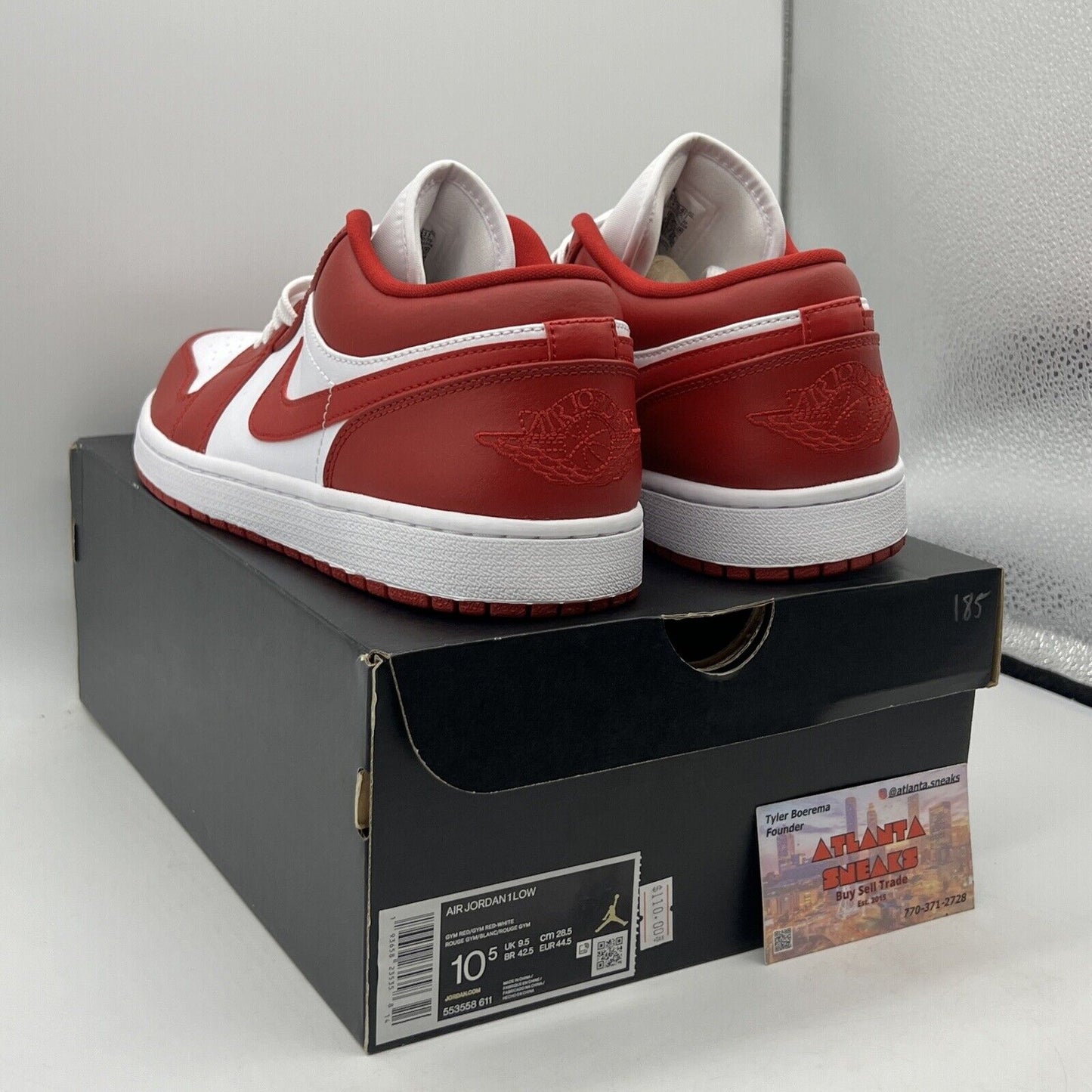 Size 10.5 - Air Jordan 1 Low Gym Red White Leather (553558-611)