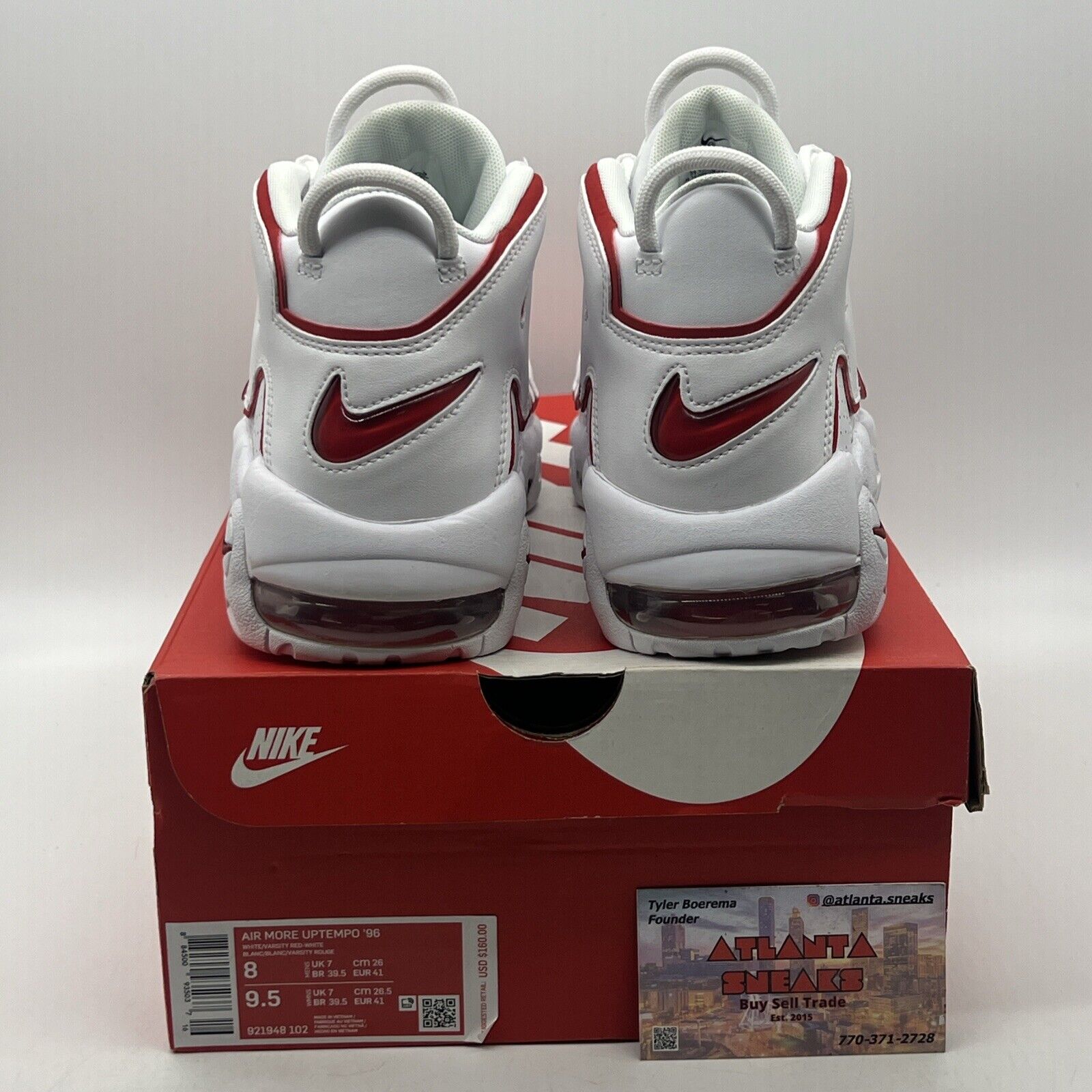 Size 8 - Nike Air More Uptempo White Varsity Red 2018 Leather (921948-102)