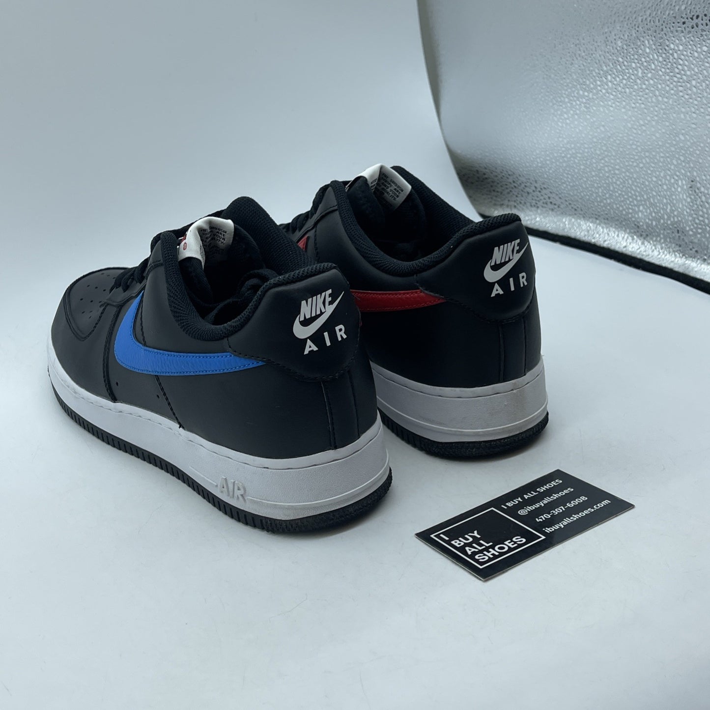 Size 11.5 - Nike Air Force 1 '07 Mismatch Swooshes Black Leather (CT2816-001)